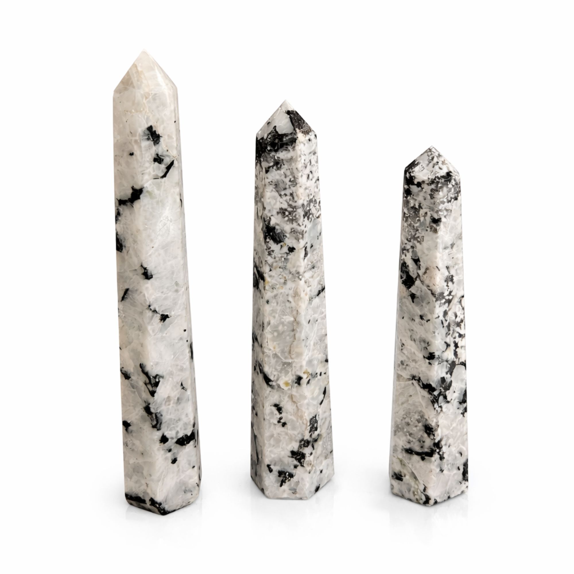 Gemstone Six Face Obelisk Point approx 17cm - Rainbow Moonstone