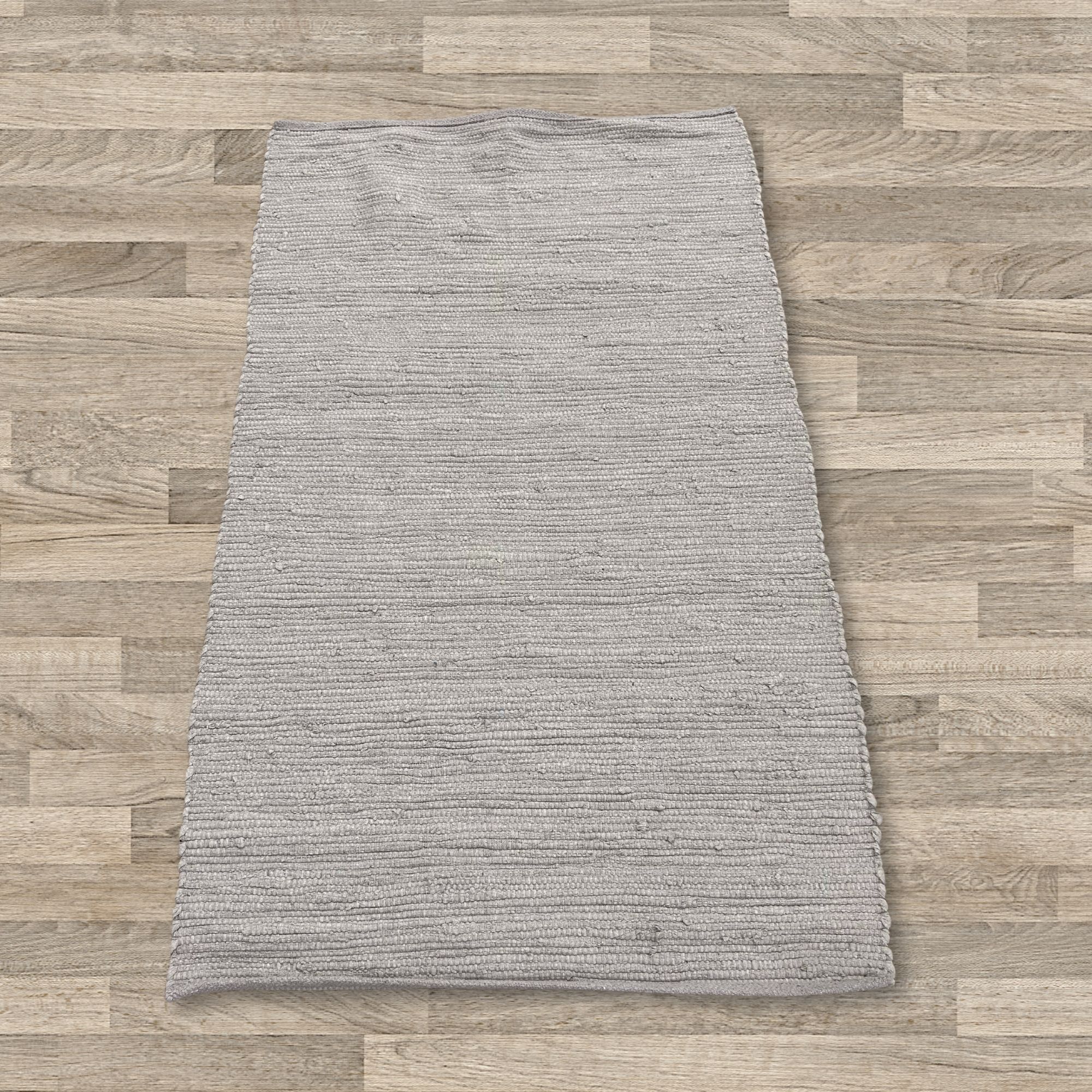 Small Indian Handloom Cotton Rug - Grey