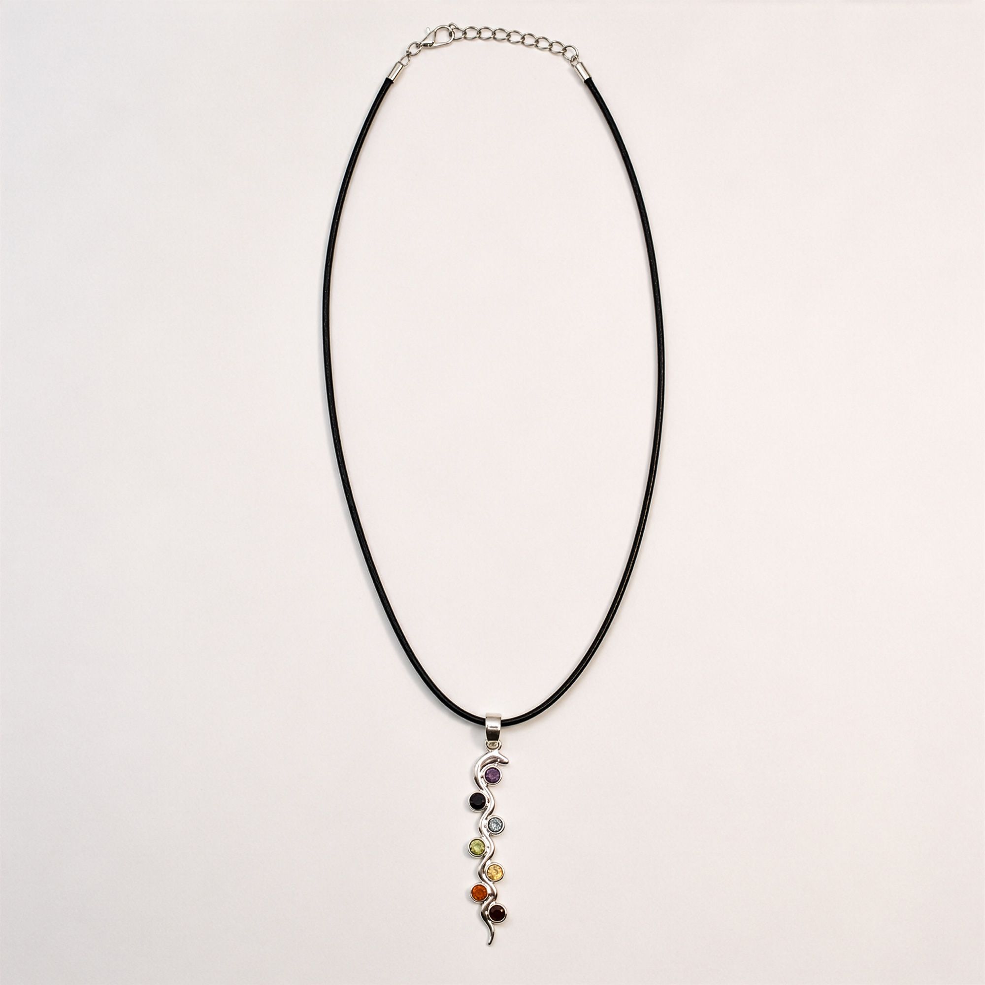 Indian Devotional Pendant - Silver Plated (45cm Cord)- Snake Chakra