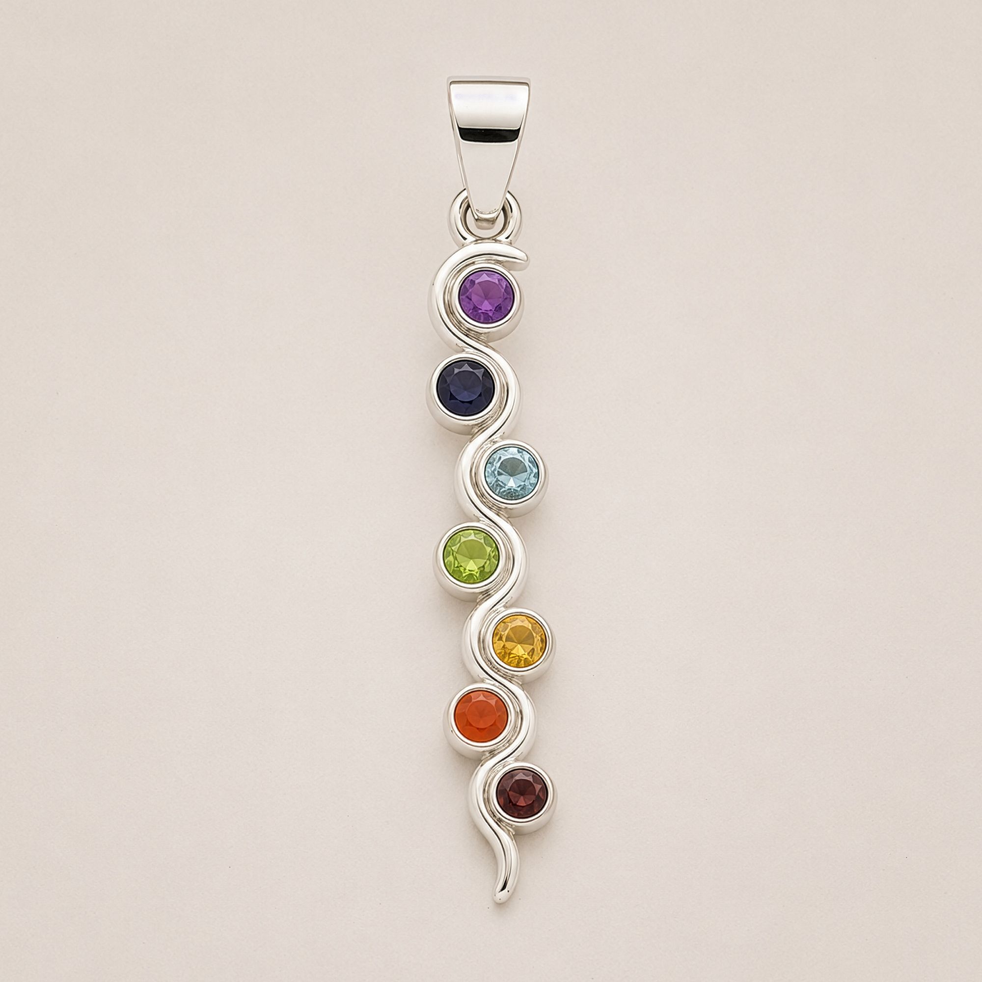 Indian Devotional Pendant - Silver Plated (45cm Cord)- Snake Chakra