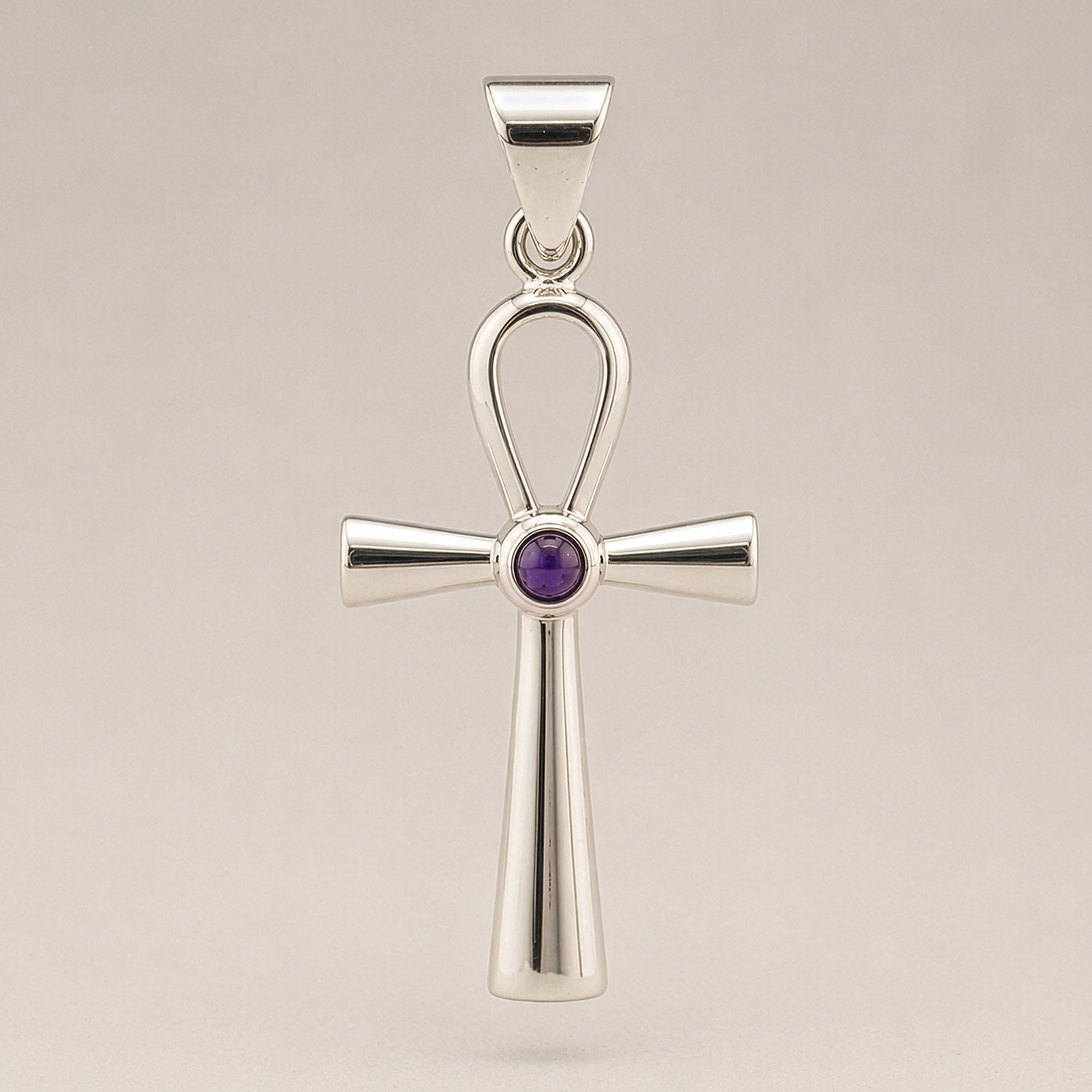Indian Devotional Pendant - Silver Plated (45cm Cord)- Ankh Symbol of Eternal Life