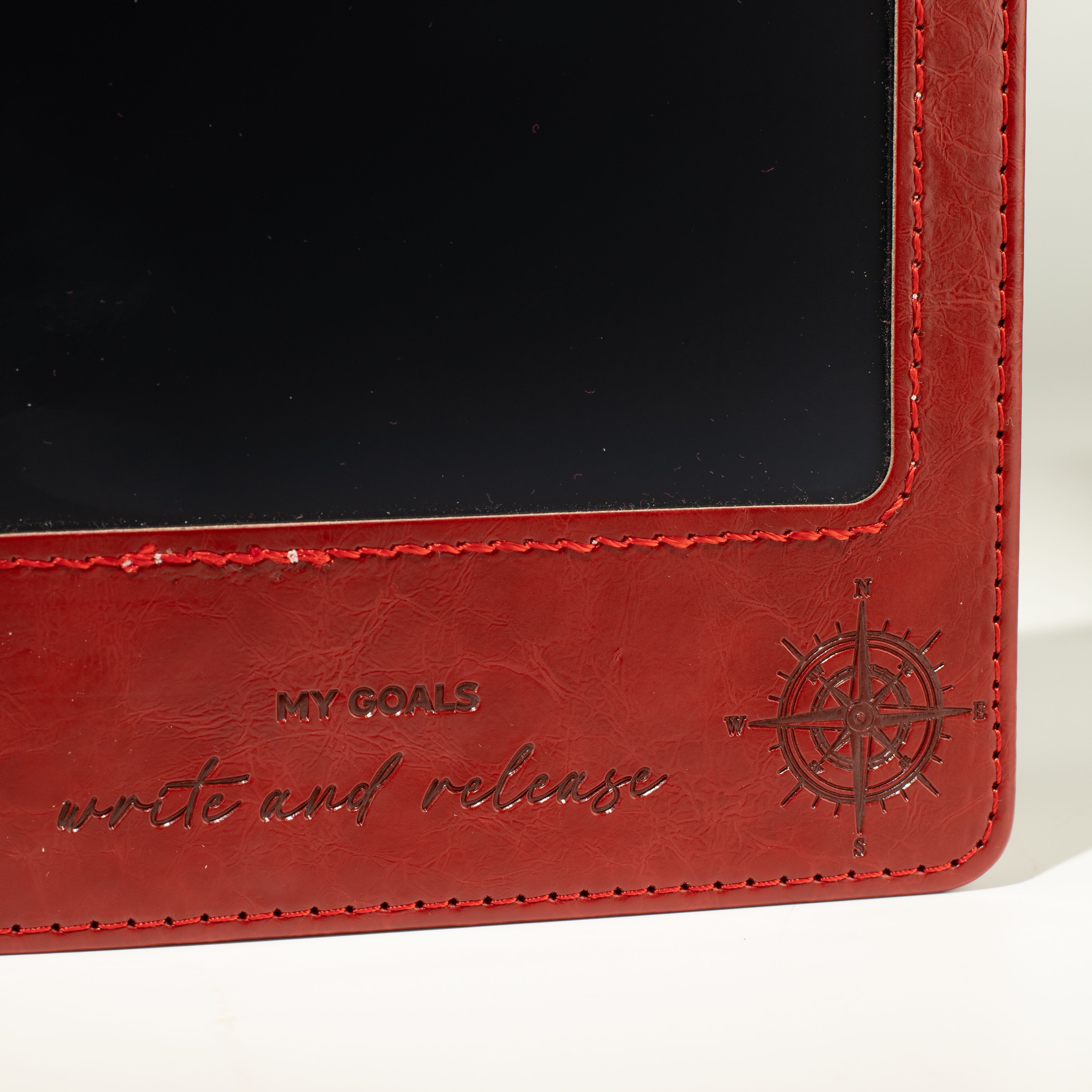 A5 Intention Note Book - LCD Wipe Screen - Red Leather Effect - 80 Leafs
