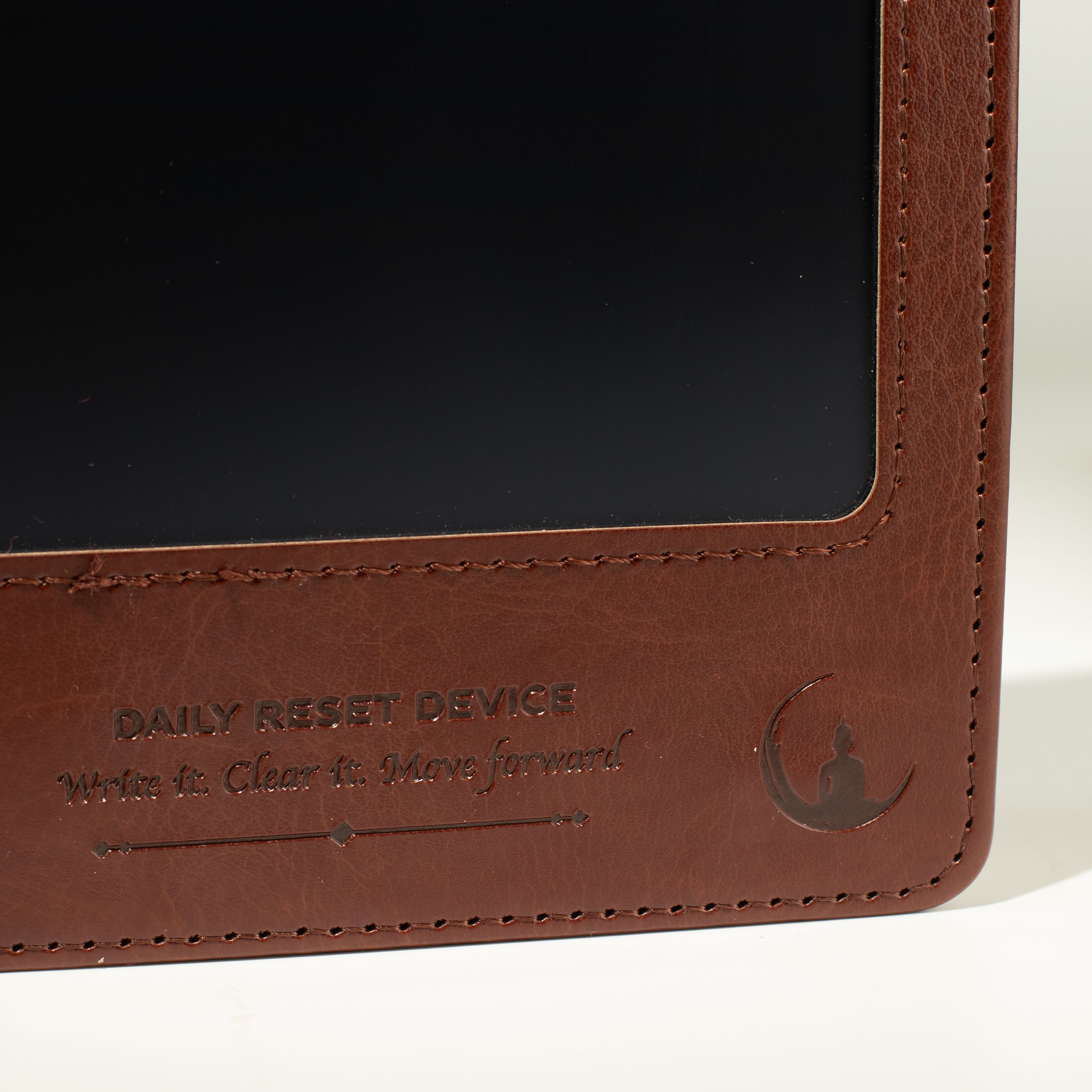 A5 Intention Note Book - LCD Wipe Screen - Brown Leather Effect - 80 Leafs