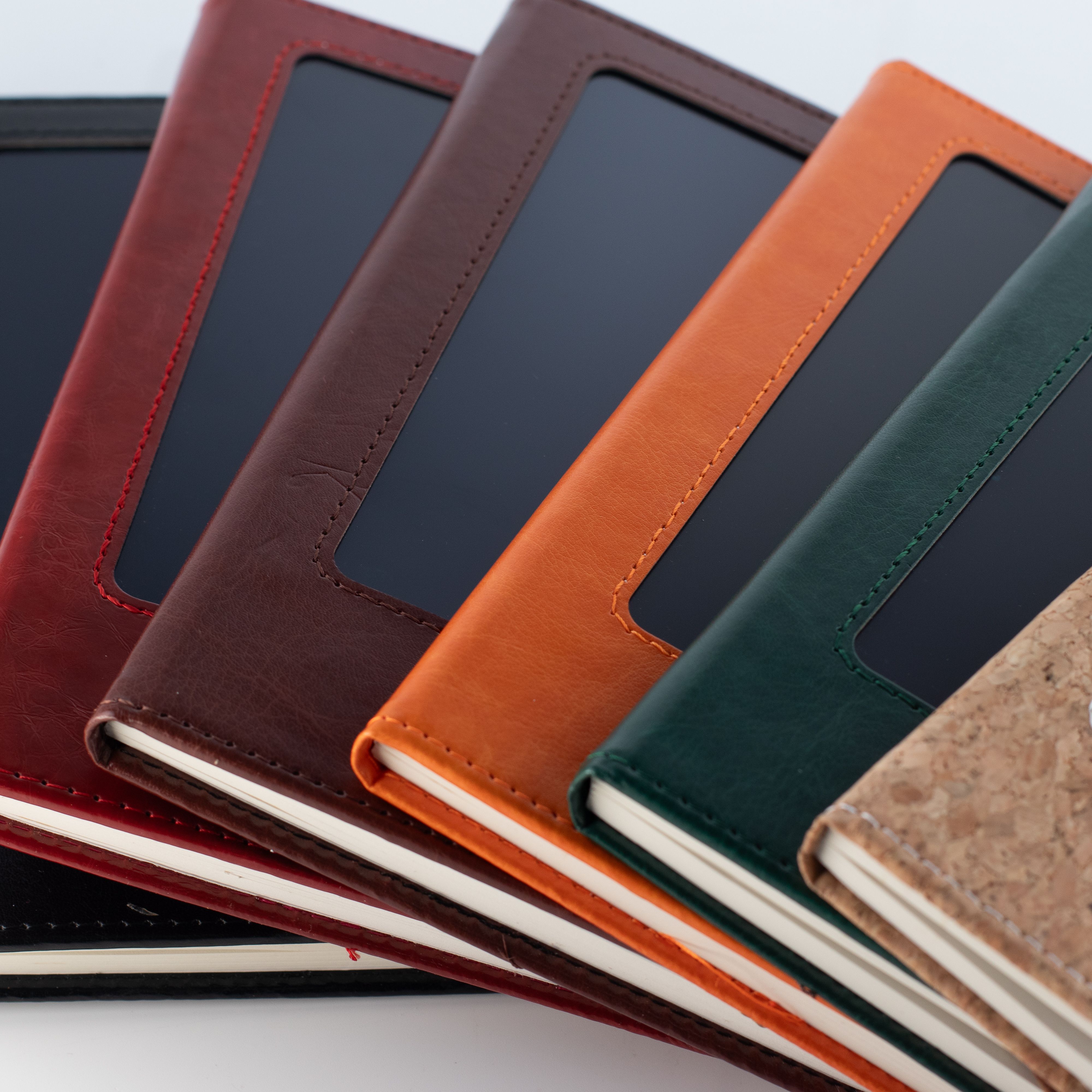 A5 Intention Note Book - LCD Wipe Screen - Brown Leather Effect - 80 Leafs