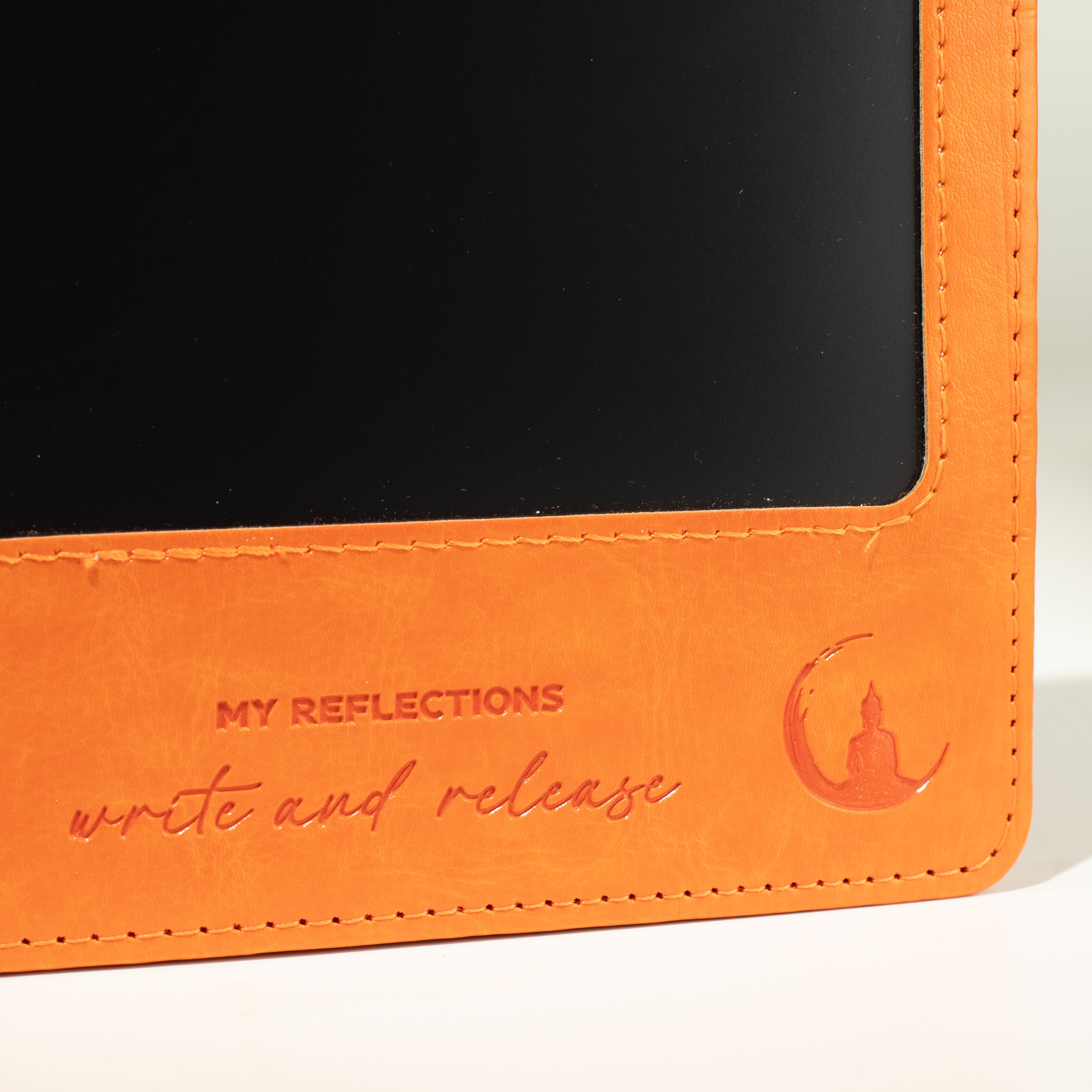A5 Intention Note Book - LCD Wipe Screen - Orange Leather Effect - 80 Leafs