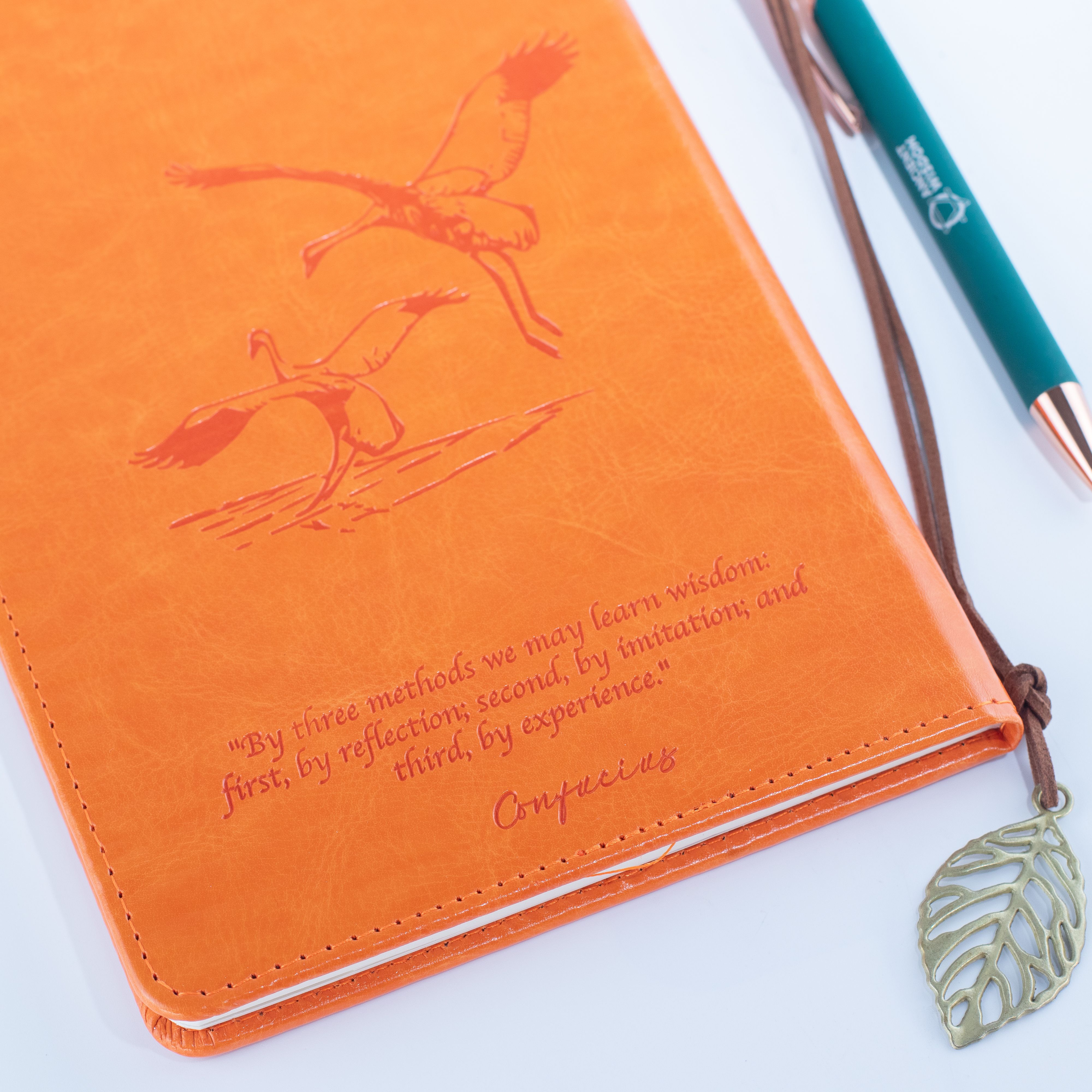 A5 Intention Note Book - LCD Wipe Screen - Orange Leather Effect - 80 Leafs