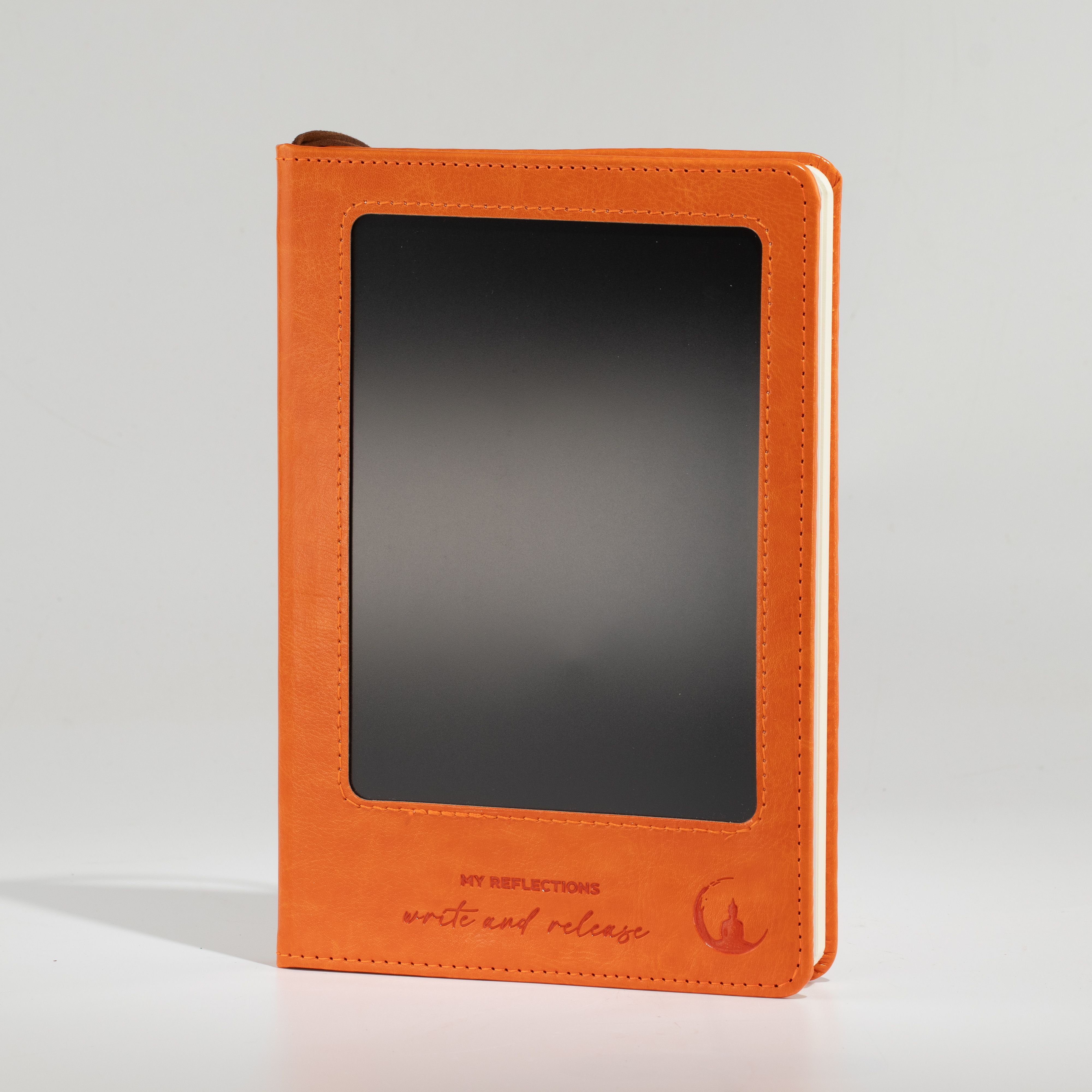 A5 Intention Note Book - LCD Wipe Screen - Orange Leather Effect - 80 Leafs