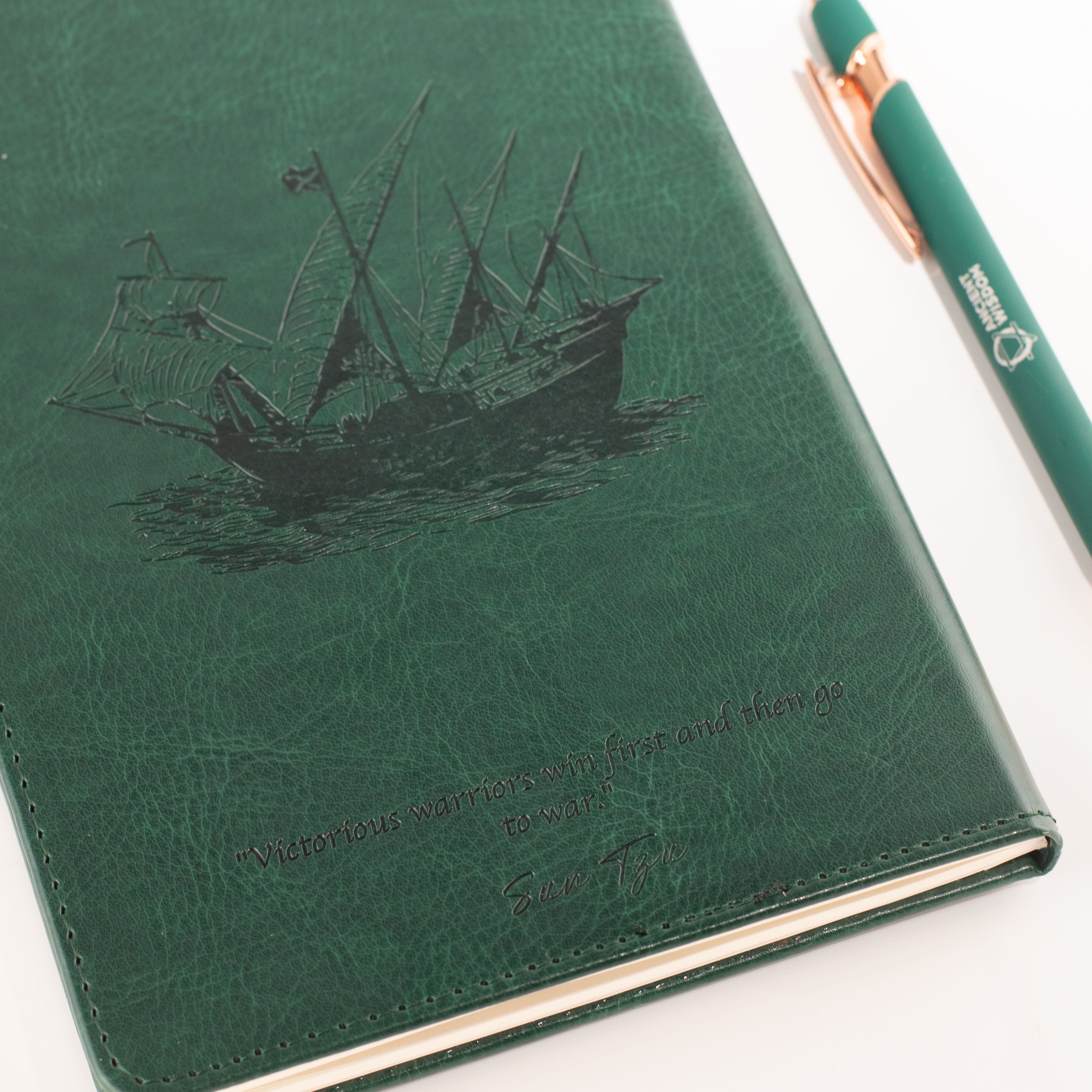 A5 Intention Note Book - LCD Wipe Screen - Green Leather Effect - 80 Leafs