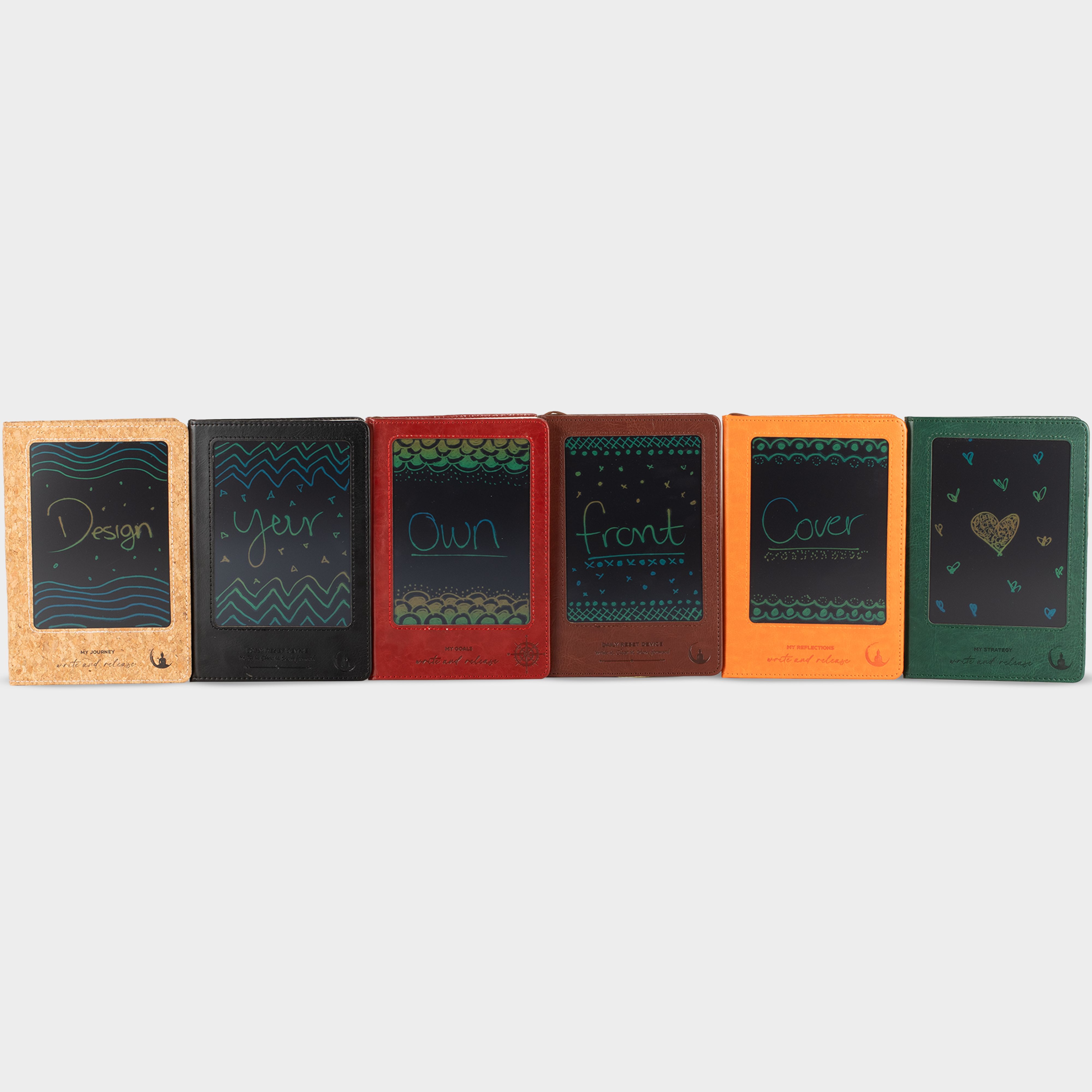 A5 Intention Note Book - LCD Wipe Screen - Green Leather Effect - 80 Leafs