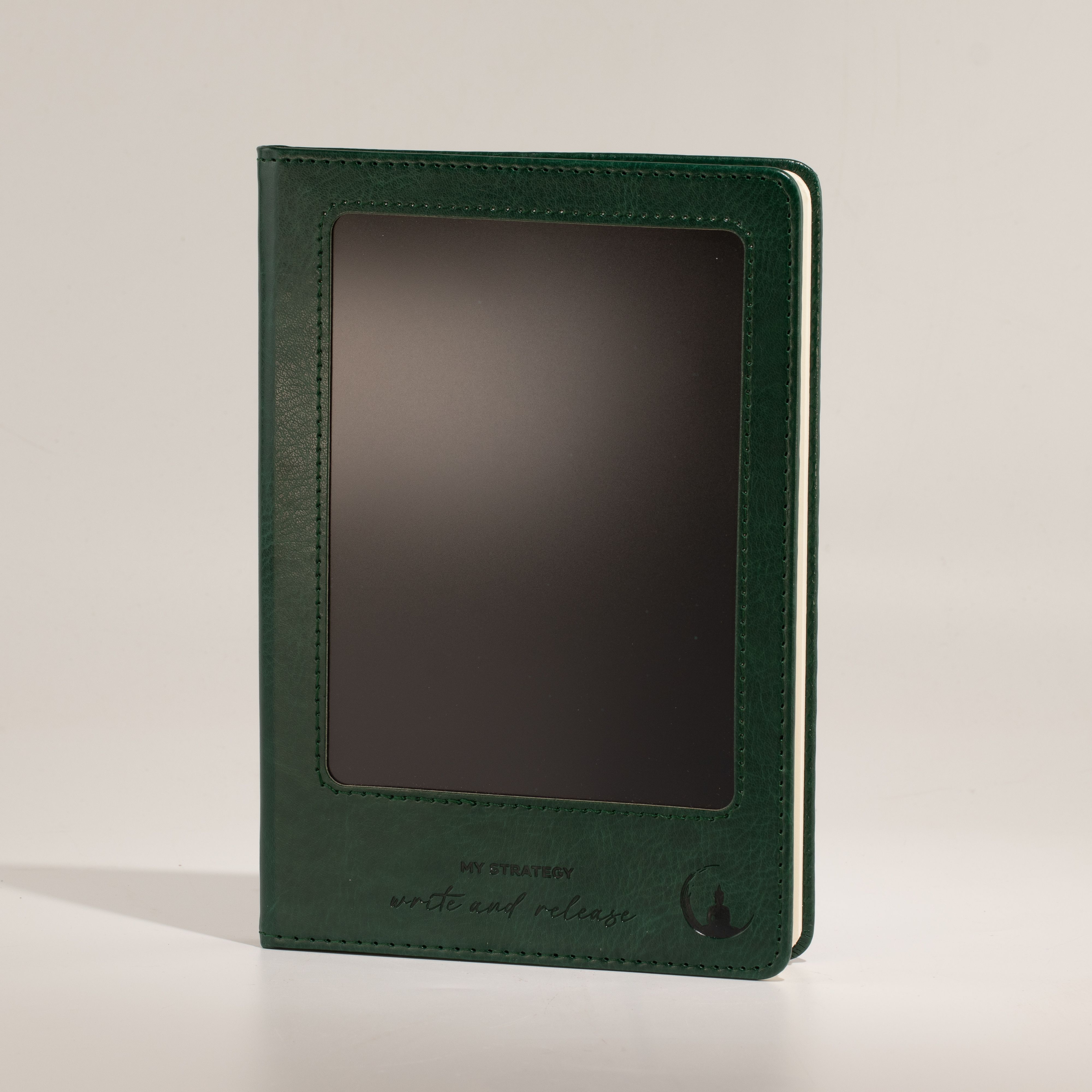 A5 Intention Note Book - LCD Wipe Screen - Green Leather Effect - 80 Leafs