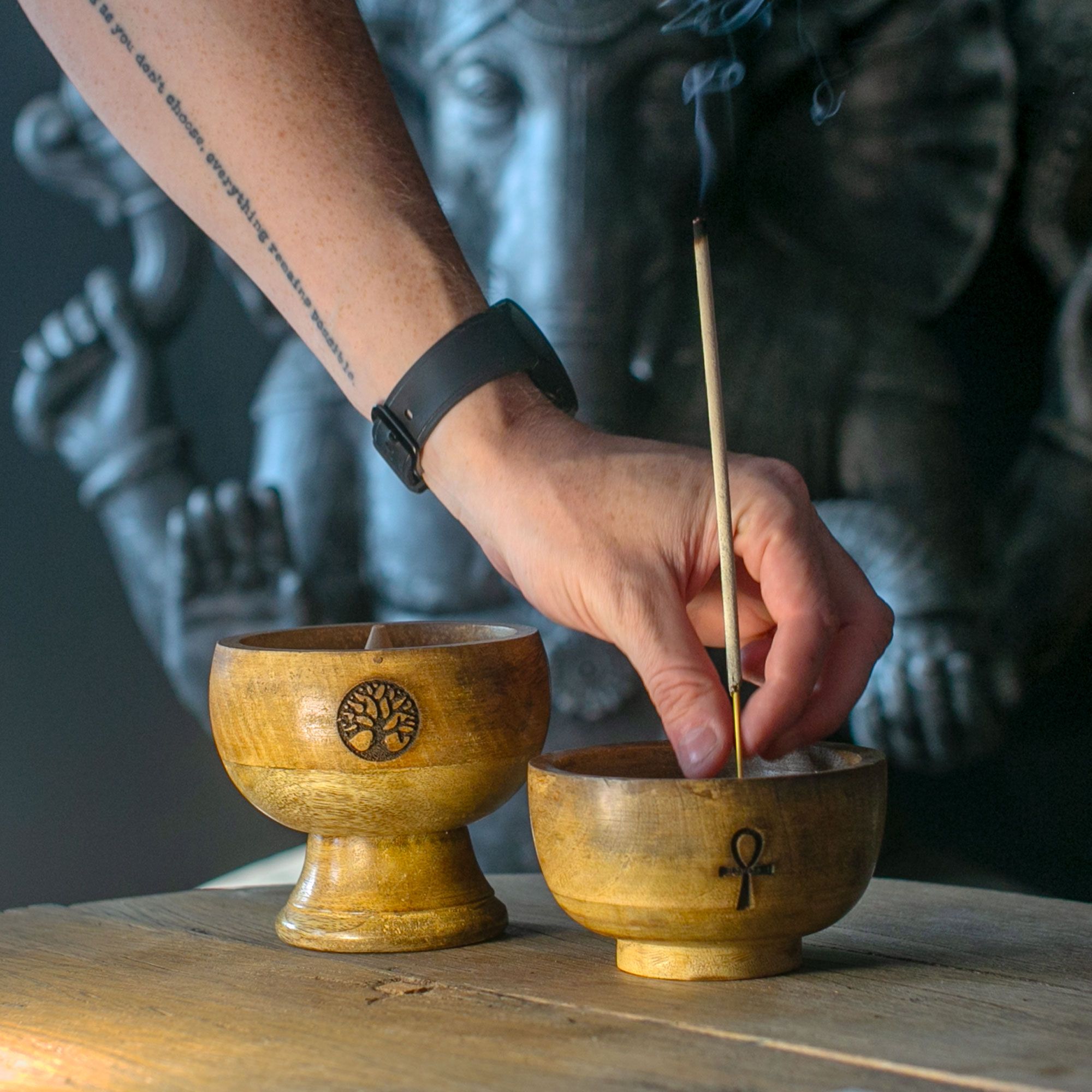 Small Ritual Bowl Incense Cone Holder 11x6.cm - (asst esoteric)