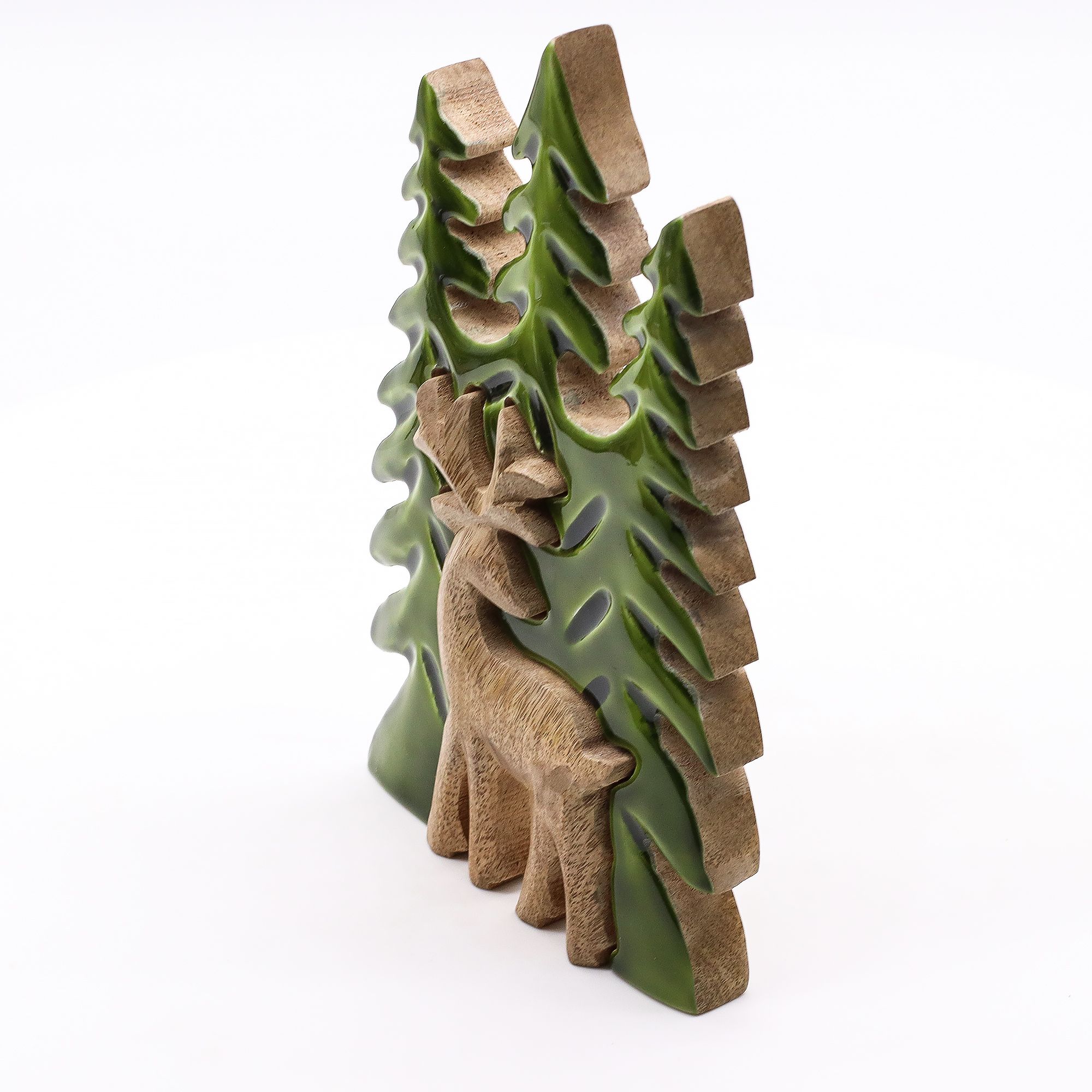 Lost in the Forrest -  Stag in the Forrest 3D Wooden Decoration - 23x20cm