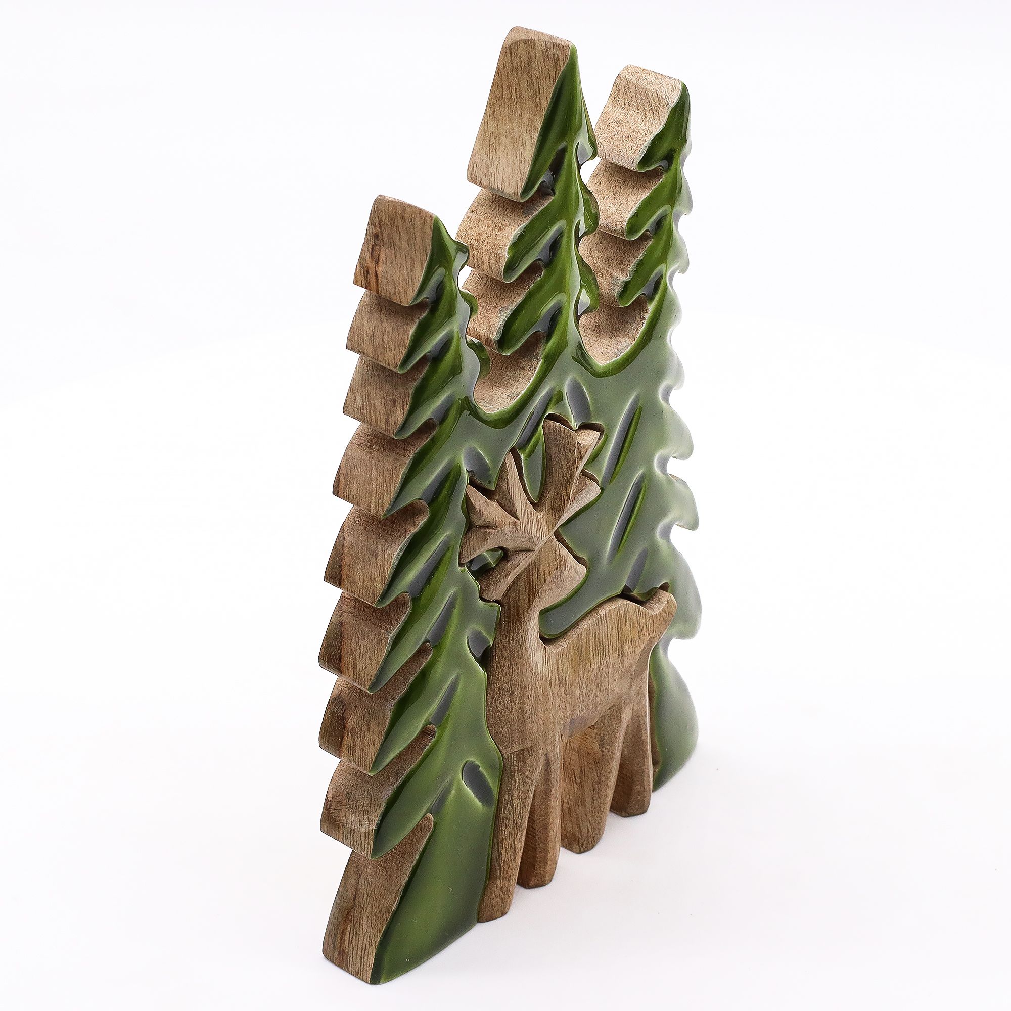 Lost in the Forrest -  Stag in the Forrest 3D Wooden Decoration - 25x15cm