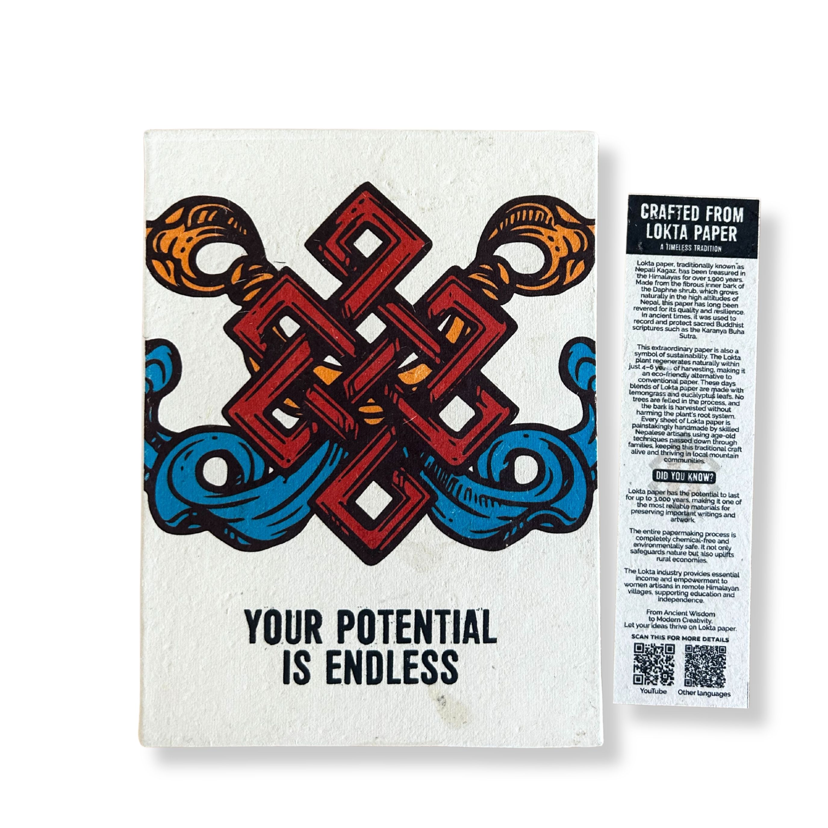 Lokta Inspiration Notebook – Your Potential – Large (21x15cm) – 45 Leaves – Includes Bookmark