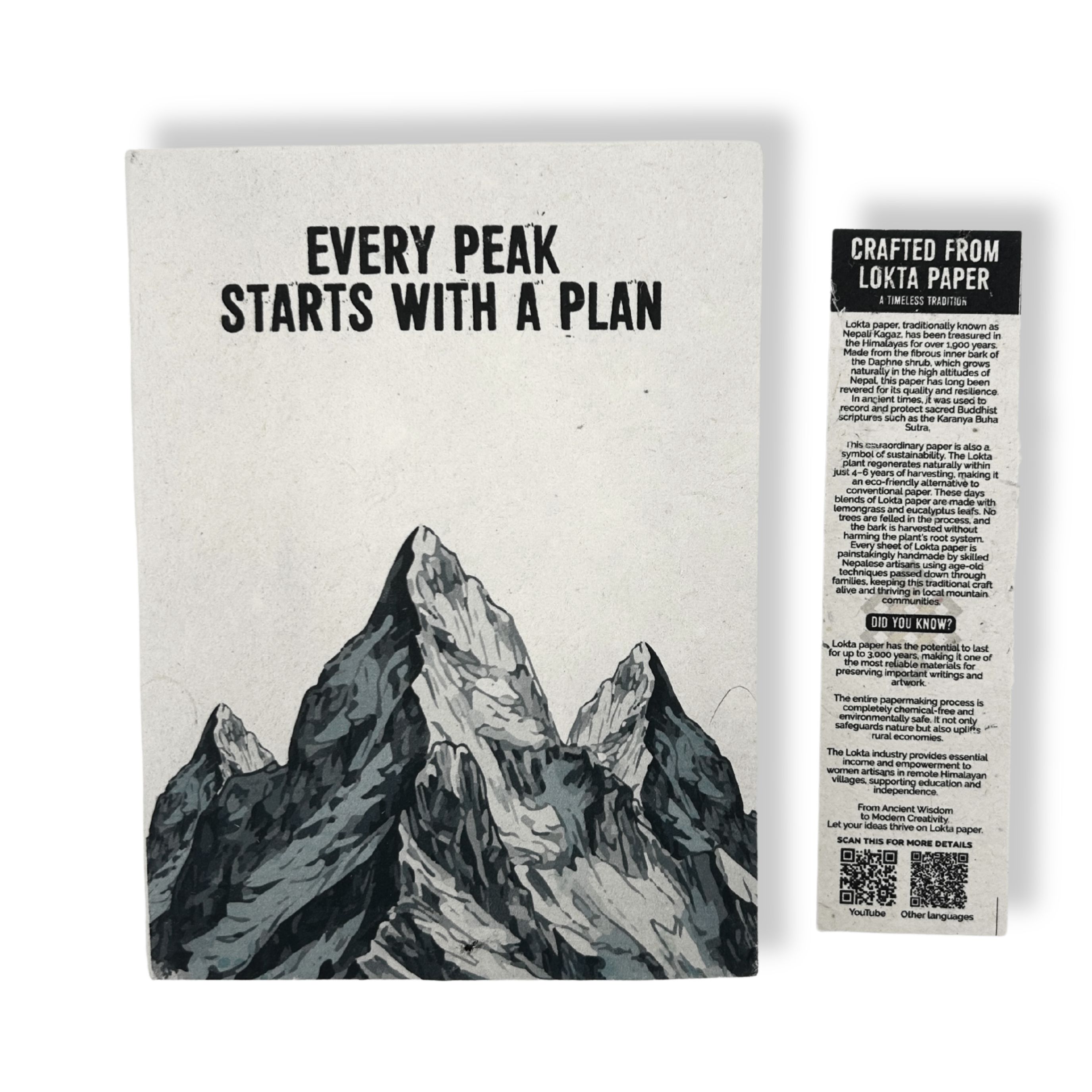 Lokta Inspiration Notebook – Every Peak – Large (21x15cm) – 45 Leaves – Includes Bookmark