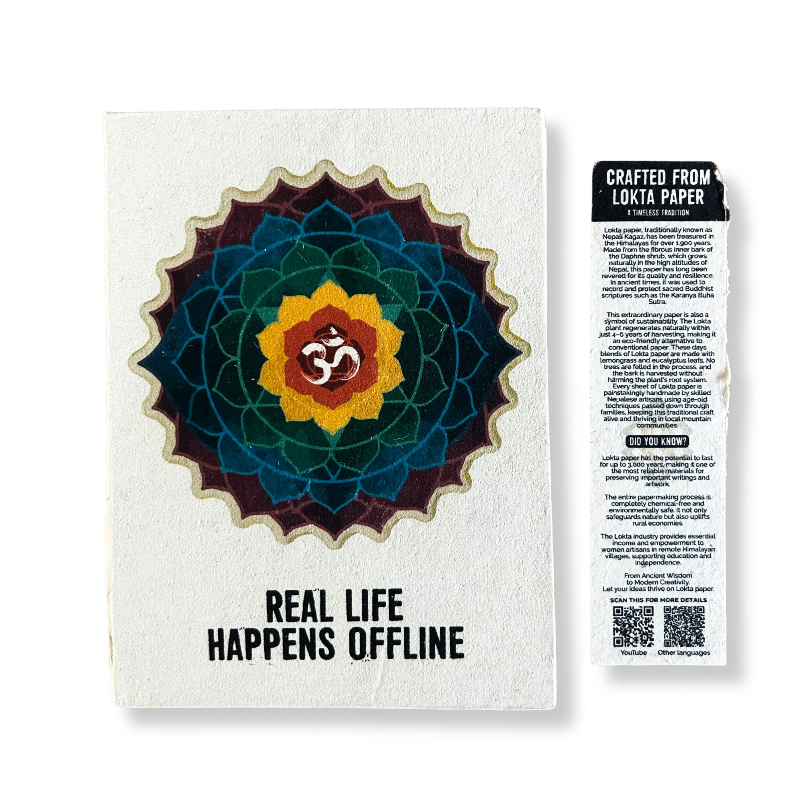 Lokta Inspiration Notebook – Real Life – Large (21x15cm) – 45 Leaves – Includes Bookmark