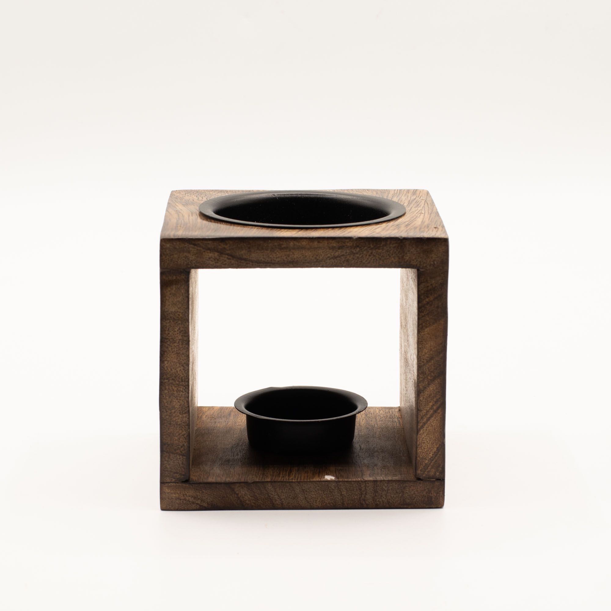 Square Mango Wood Oil Burner  - Yin Yang