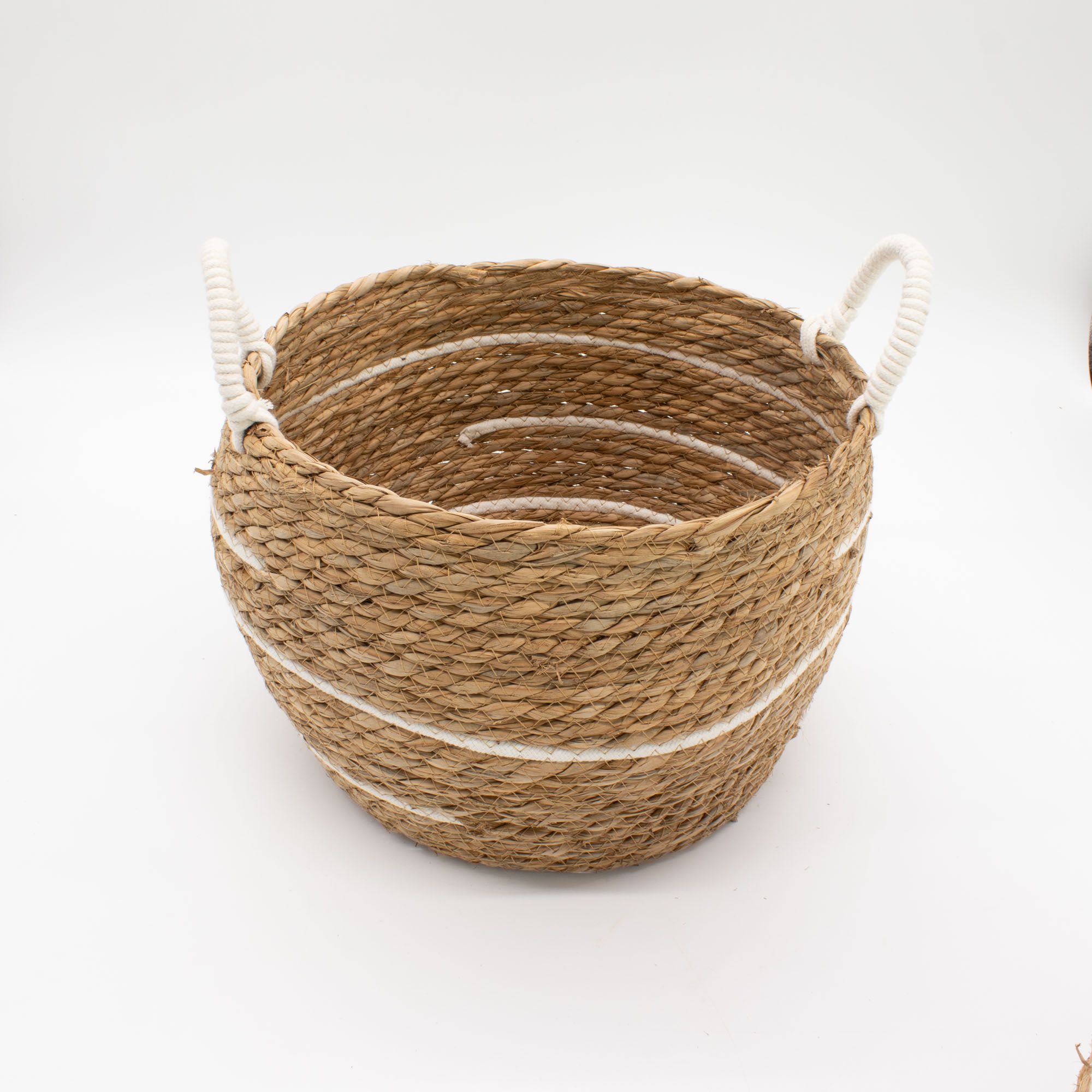 Cotton & Seagrass Large Baskets – Natural Stripes – Set of 3