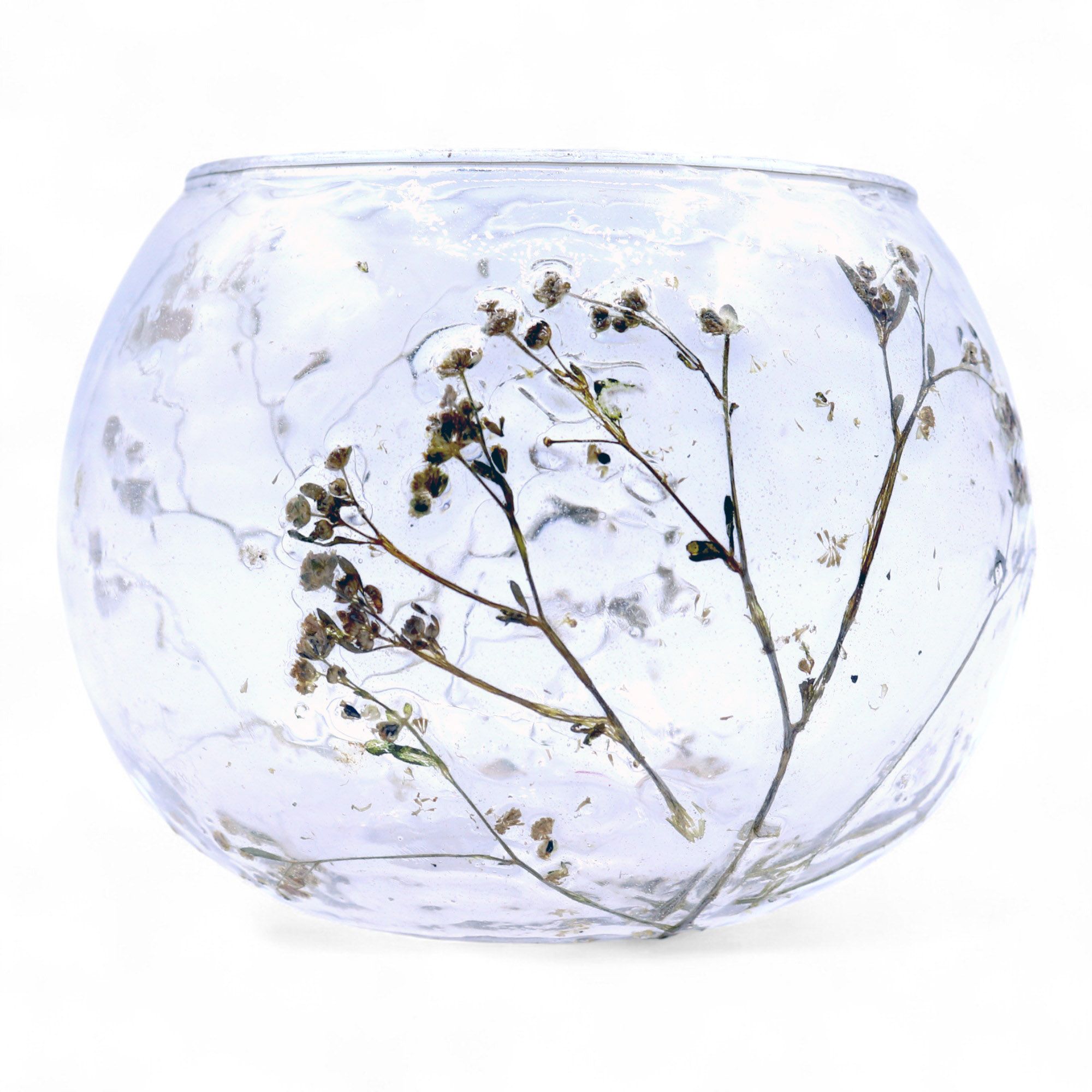 Natural Floral Glass - Bowl Candle Holder - Margarita - (8x10cm)