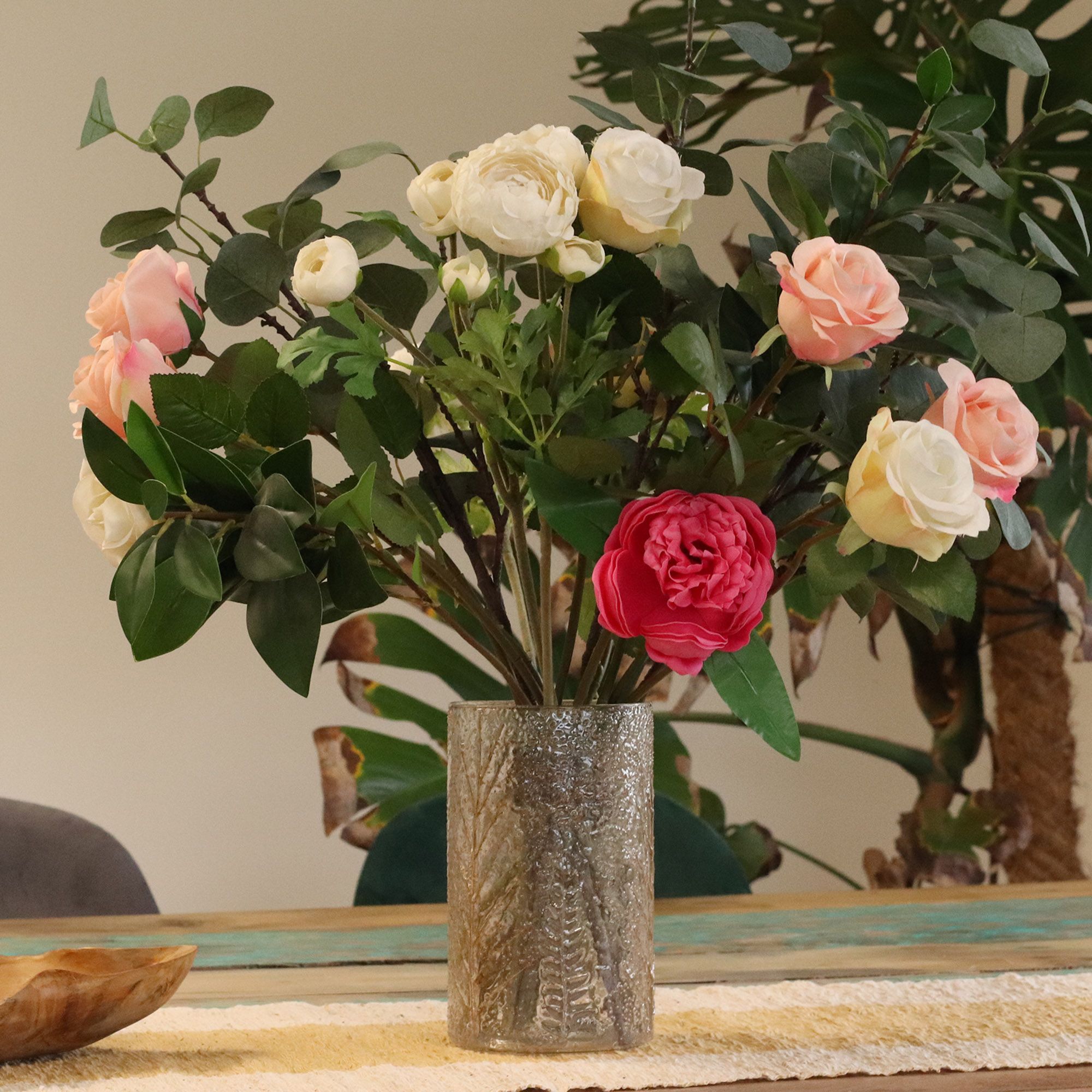 Natural Floral Glass - Tall Vase Candle Holder - Pino - (19x11cm)