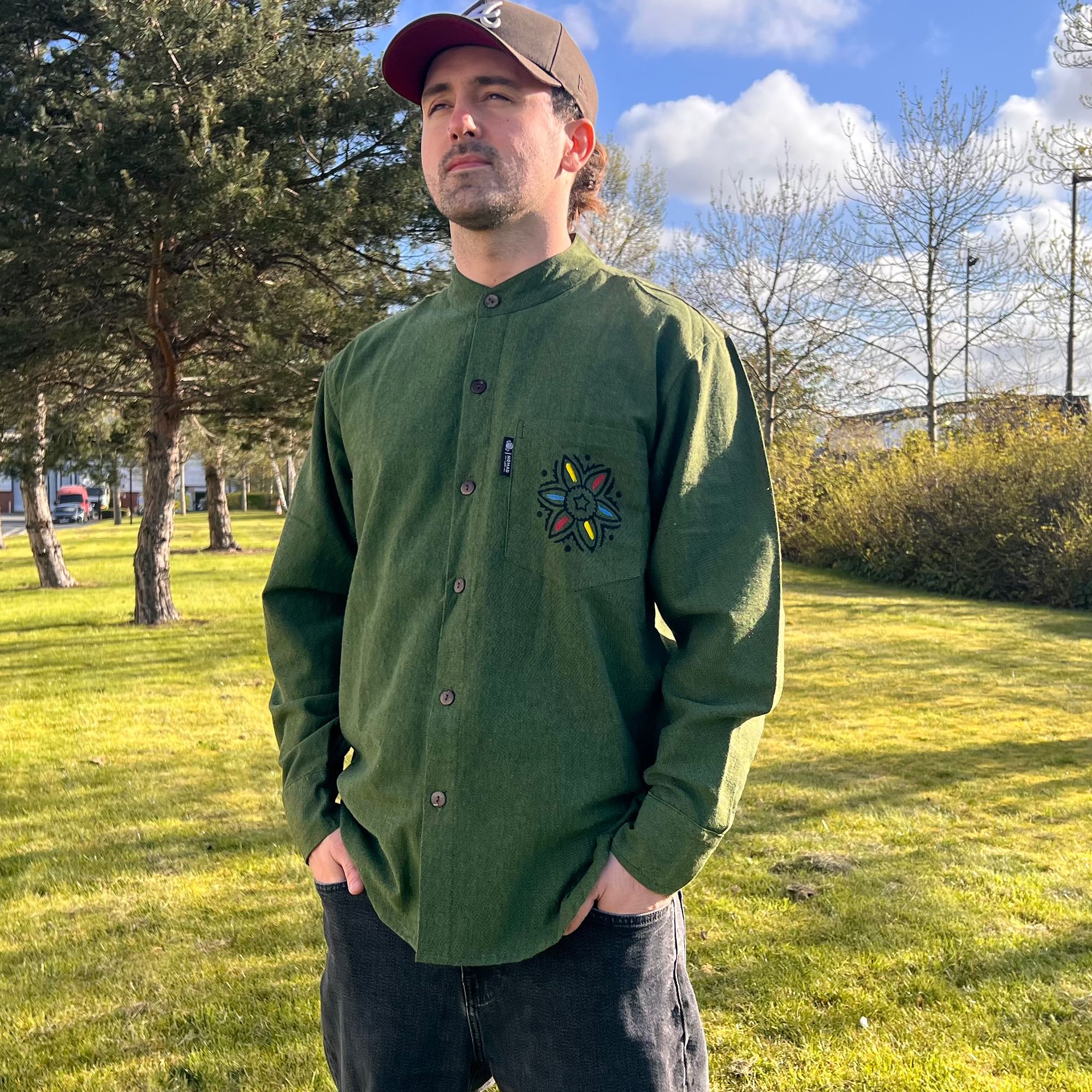 Nomad Sari Kathmandu Shirt - Forest Green - XXL