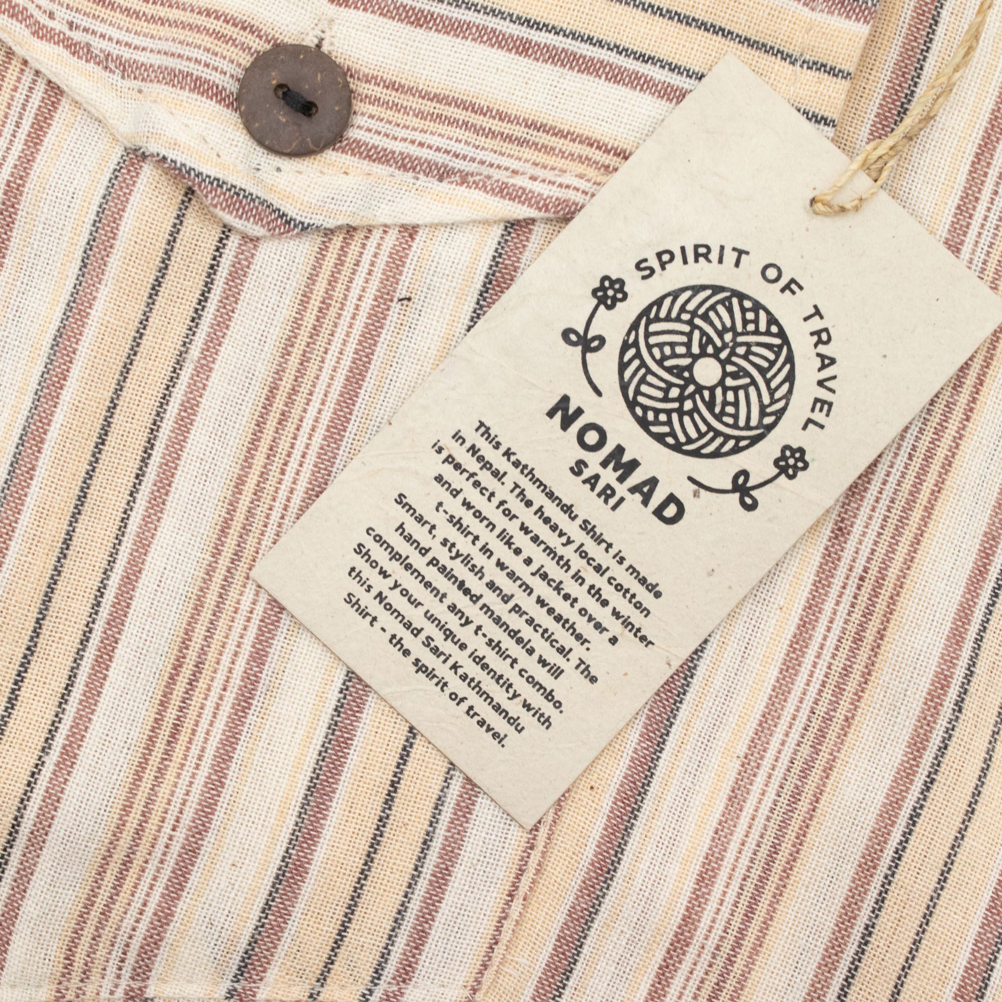 Nomad Sari Grandad Shirt - Brown Beige - Large