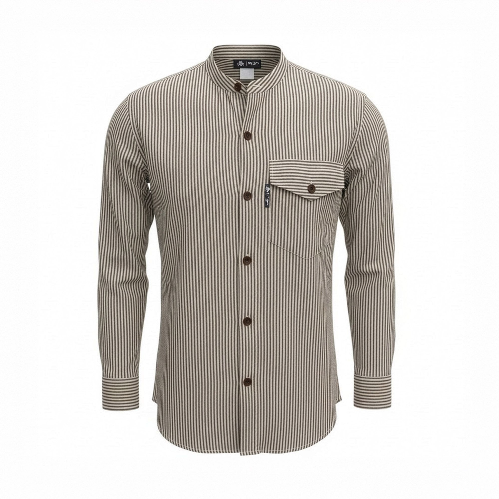 Nomad Sari Grandad Shirt - Grey Stone - Medium
