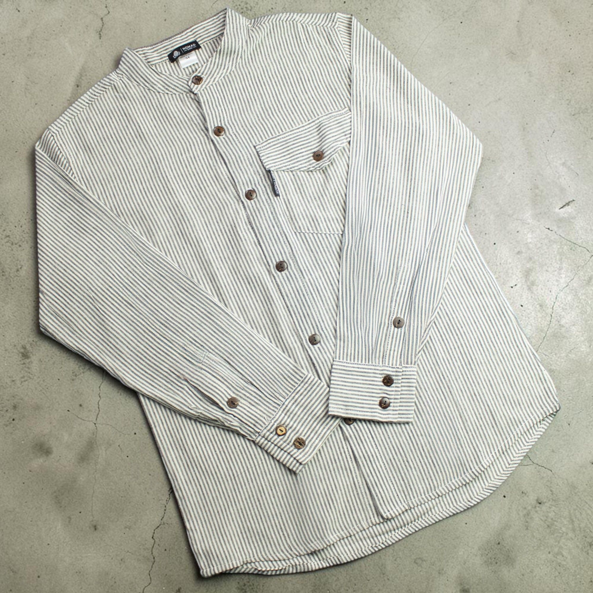 Nomad Sari Grandad Shirt - Grey Stone - Medium