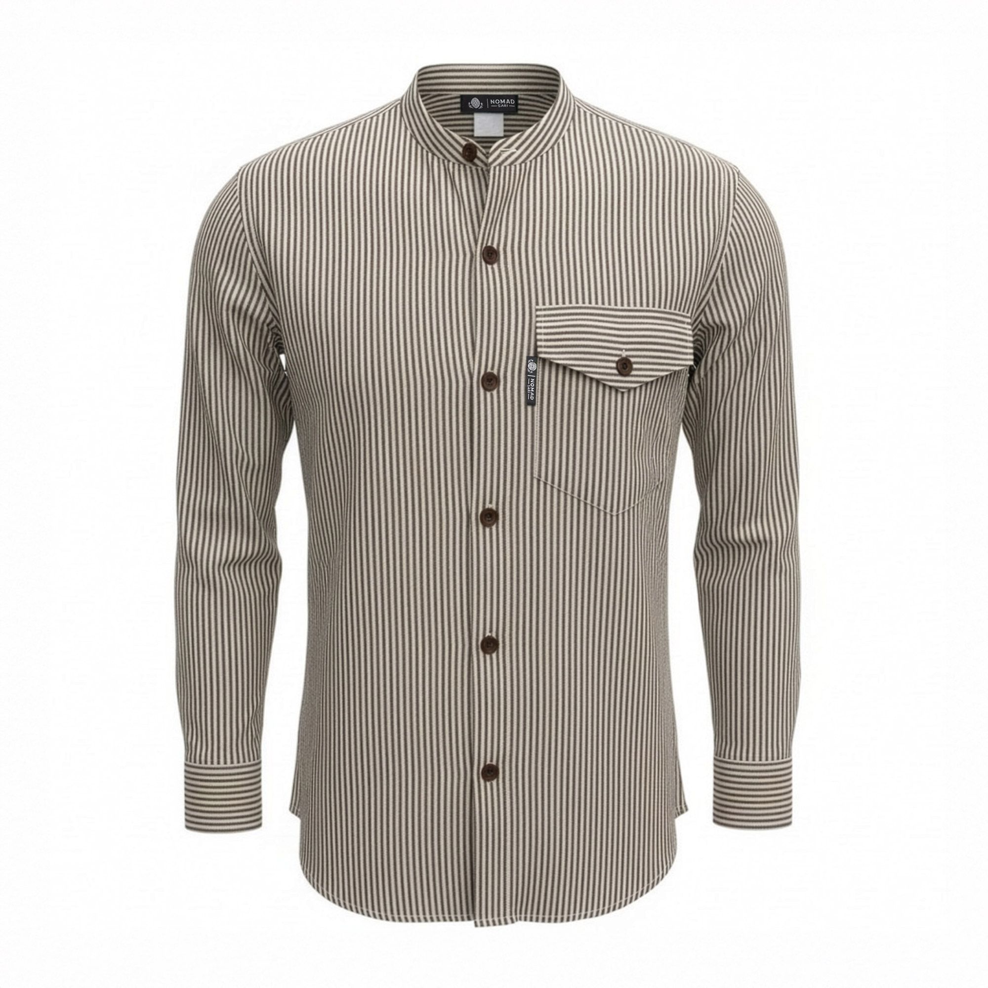 Nomad Sari Grandad Shirt - Grey Stone - Large