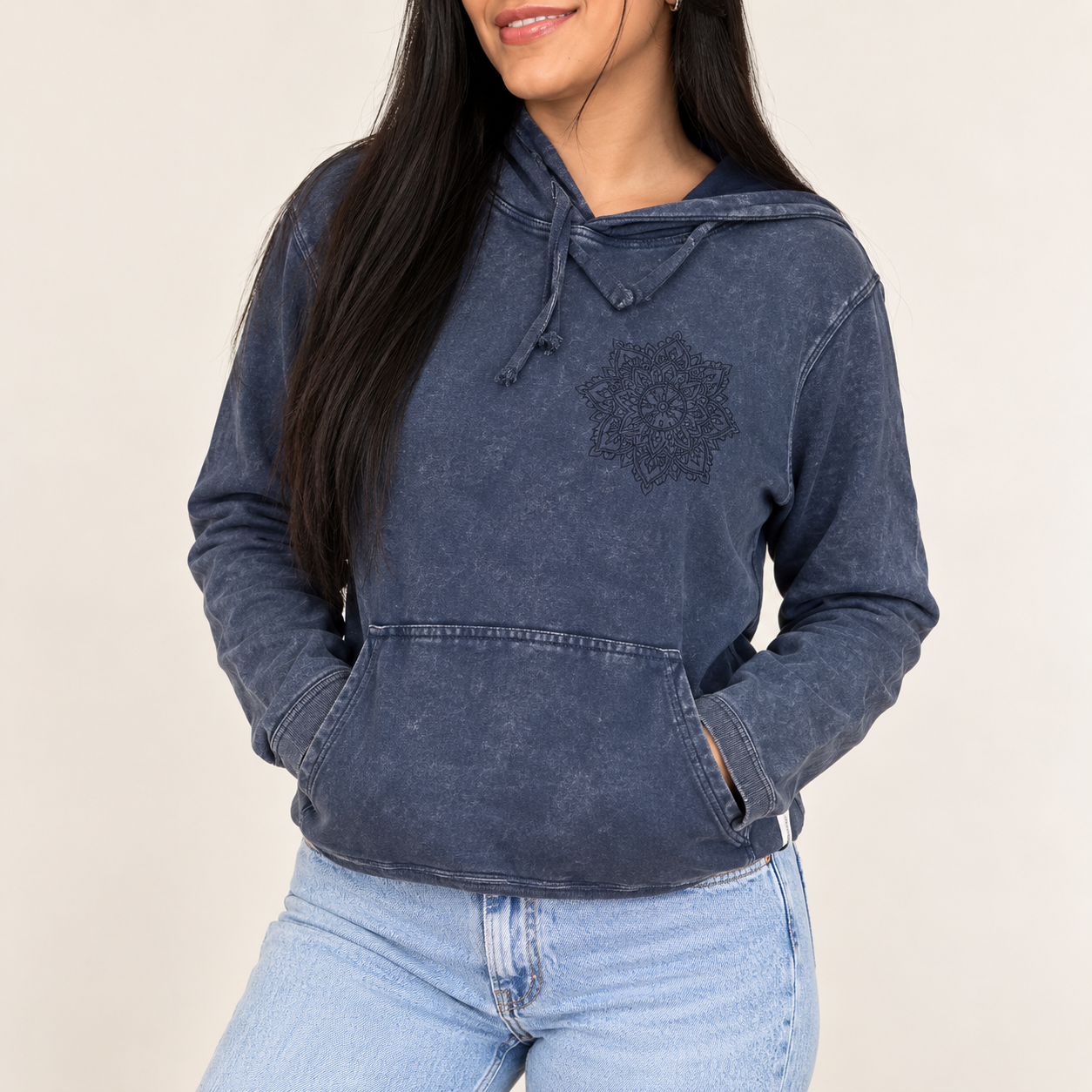 Large Stone Washed Hoody Shirt Kangaroo Pocket - Dusty Lavender