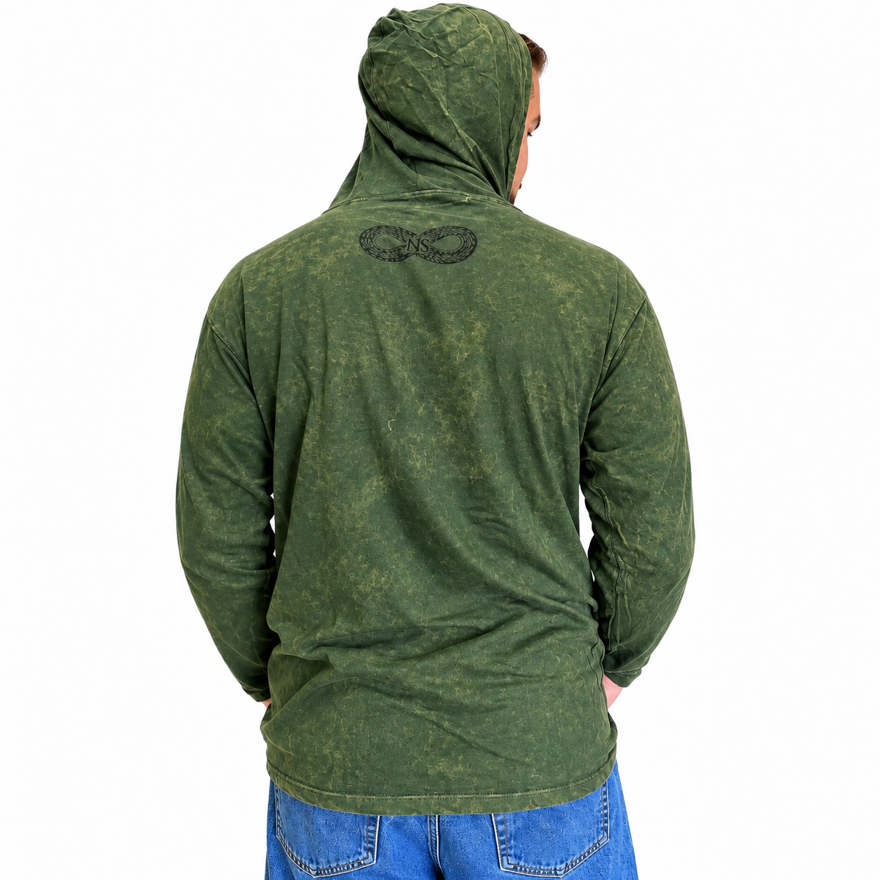 XLarge Stone Washed Hoody Shirt Kangaroo Pocket - Vintage Teal