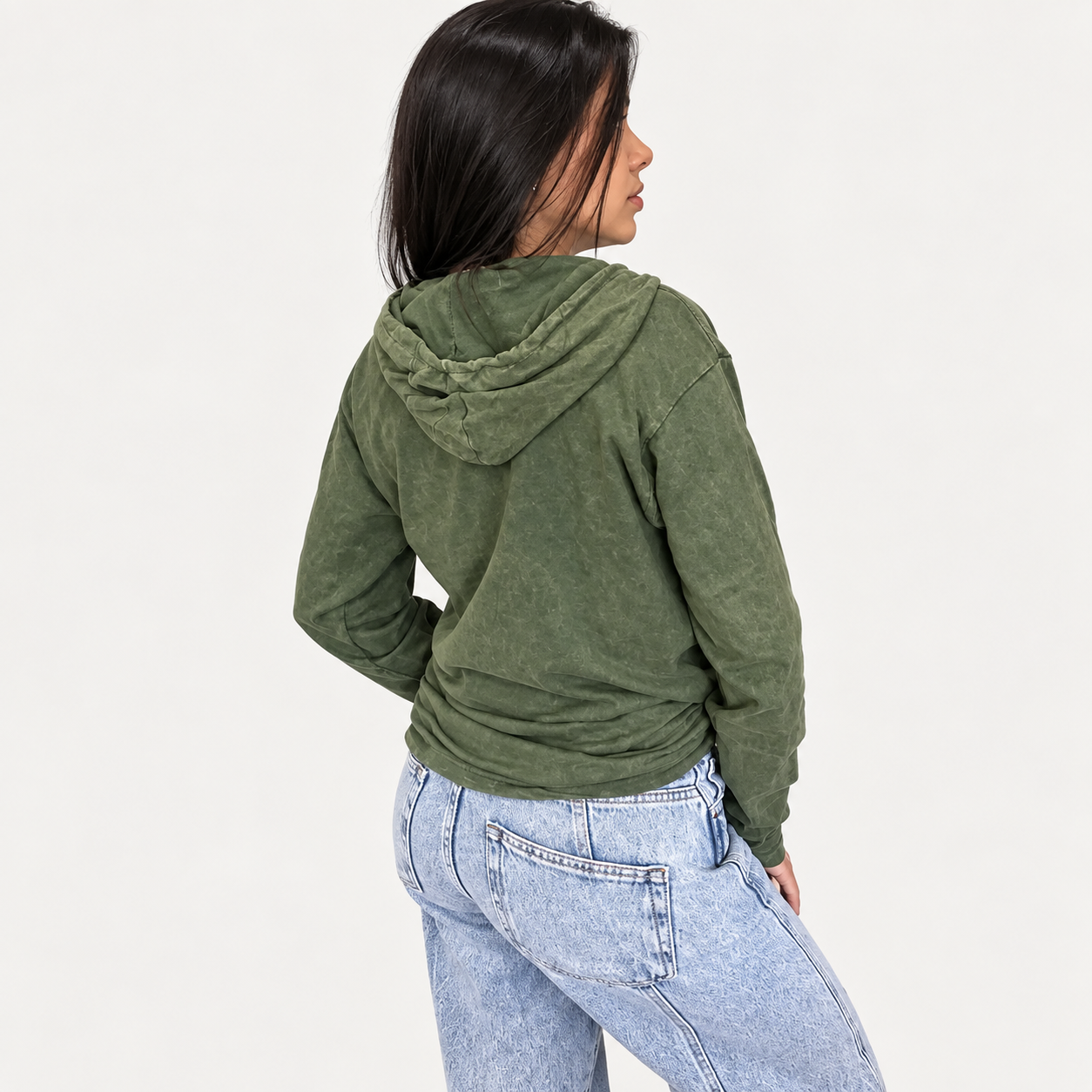 XLarge Stone Washed Hoody Shirt Kangaroo Pocket - Vintage Teal