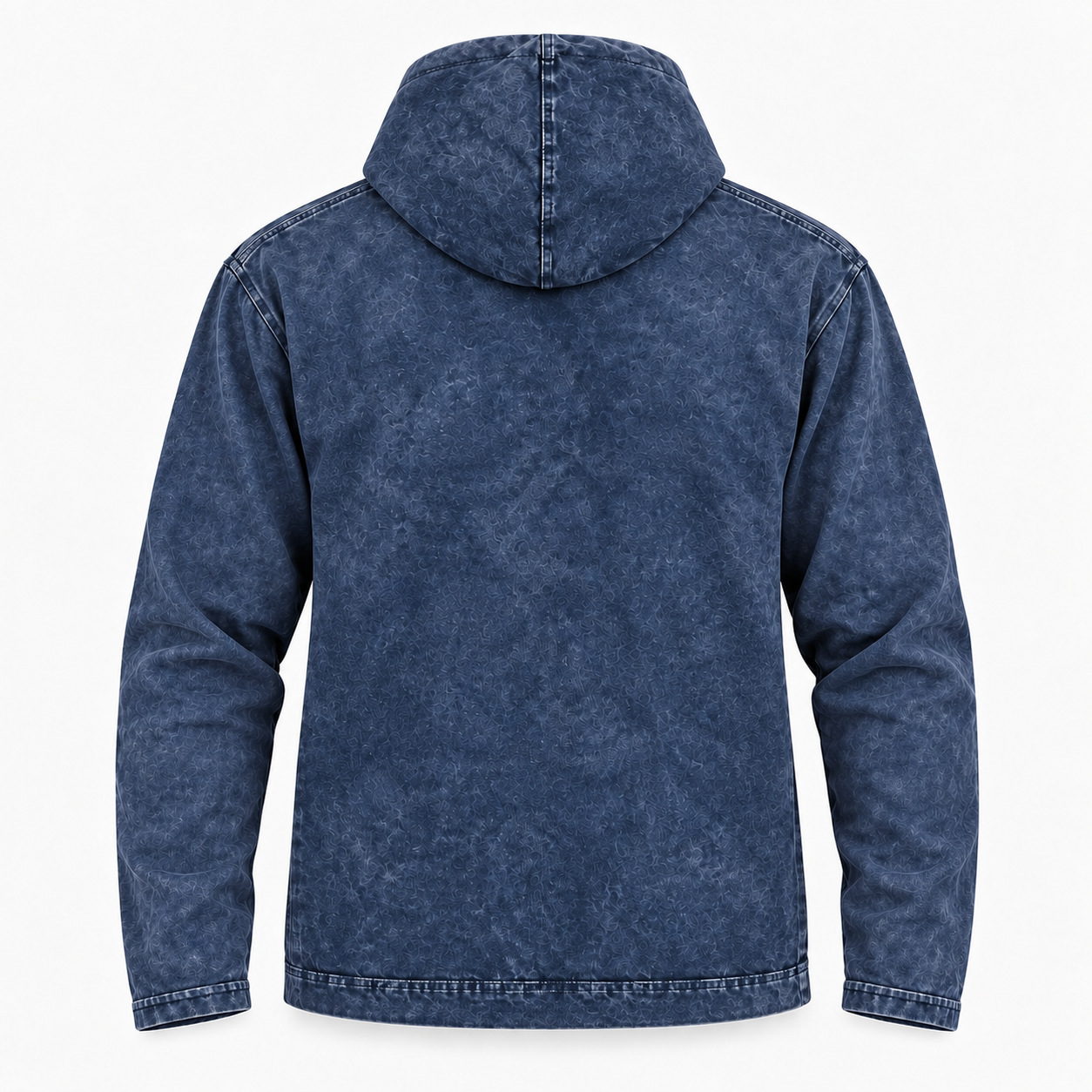 Large Stone Washed Hoody Shirt Kangaroo Pocket - Blue Compass of Life