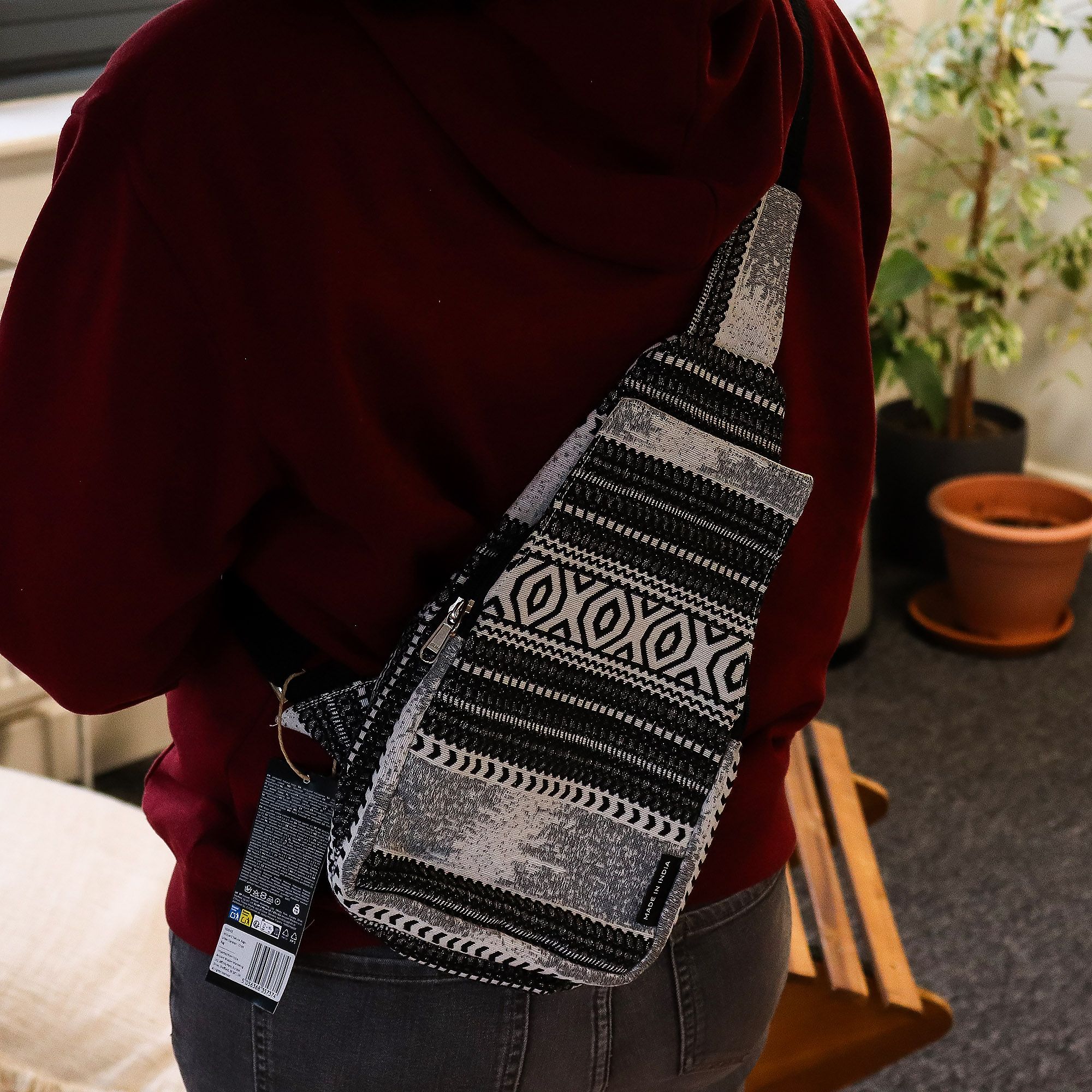 Nomad Sari Jacquard Natural Cross Bag - Urban Caravan