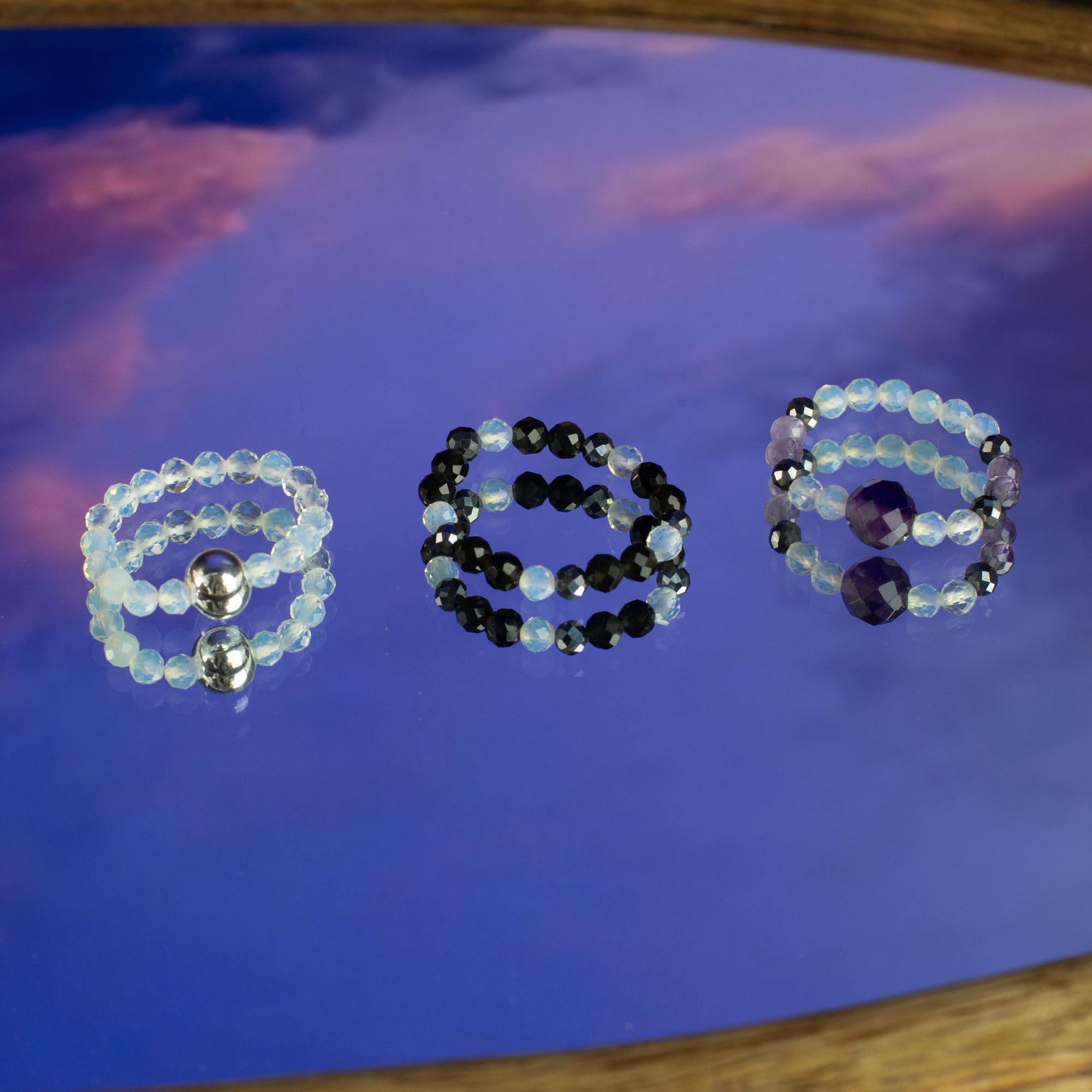 Nymph Spirit Gemstone Ring Set - Full Moon