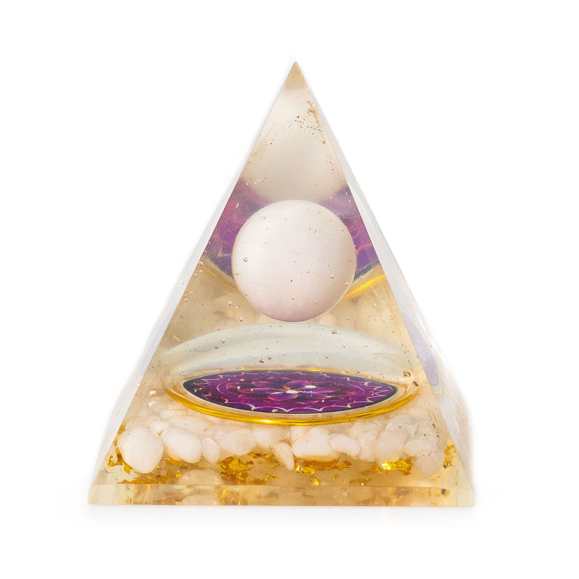 Med Organite Pryamids 7x6cm - Floating Quatz Sphere - Quatz Chunks