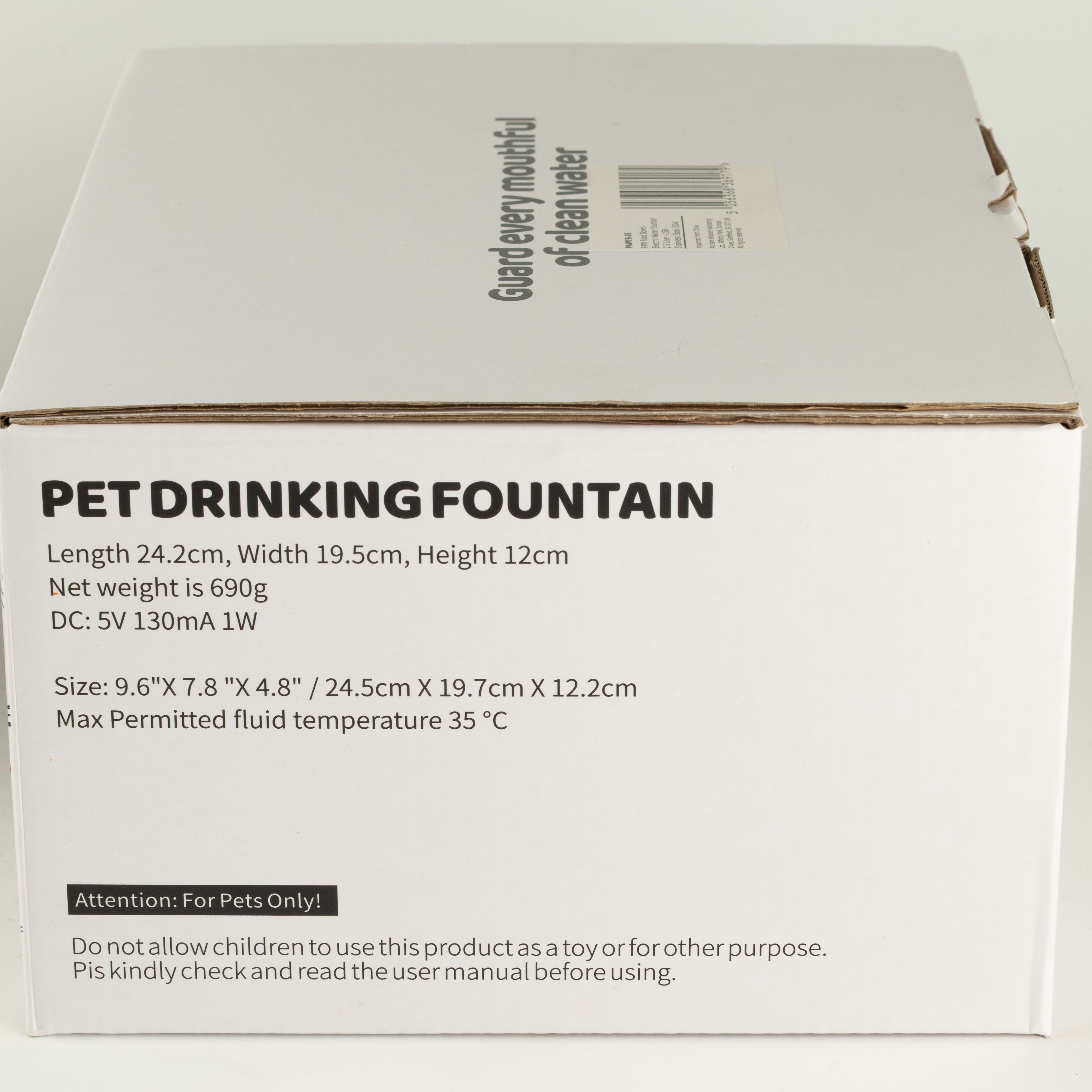 PAW Food Bowls - Electric Water Fountain 2.5 Liter - USB - Stainless Steal (304)