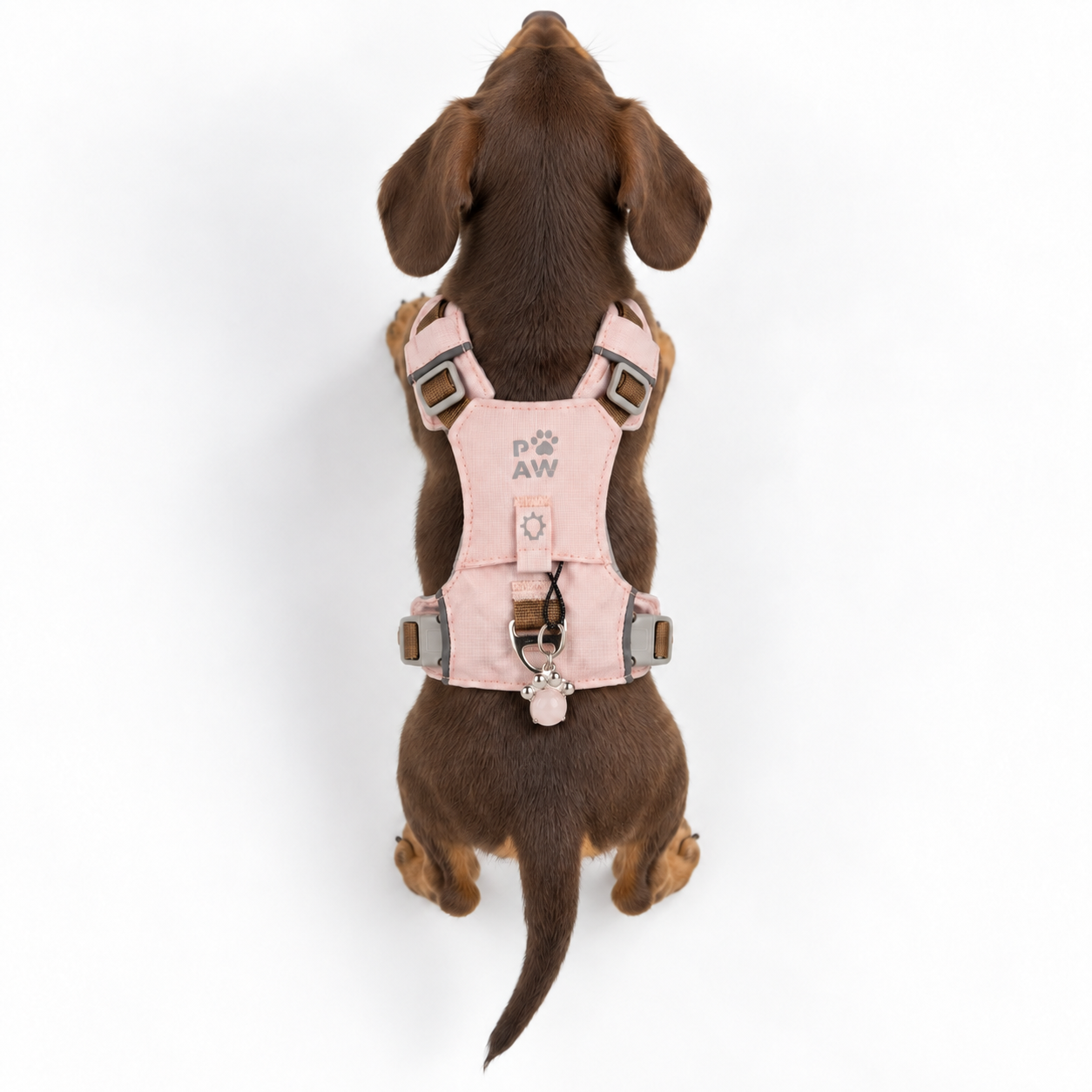 PAW - XS (2-4Kg) Dog Step-in Guardian Harness with Reflective Mesh - Soft Pink - Rose Quartz Charm