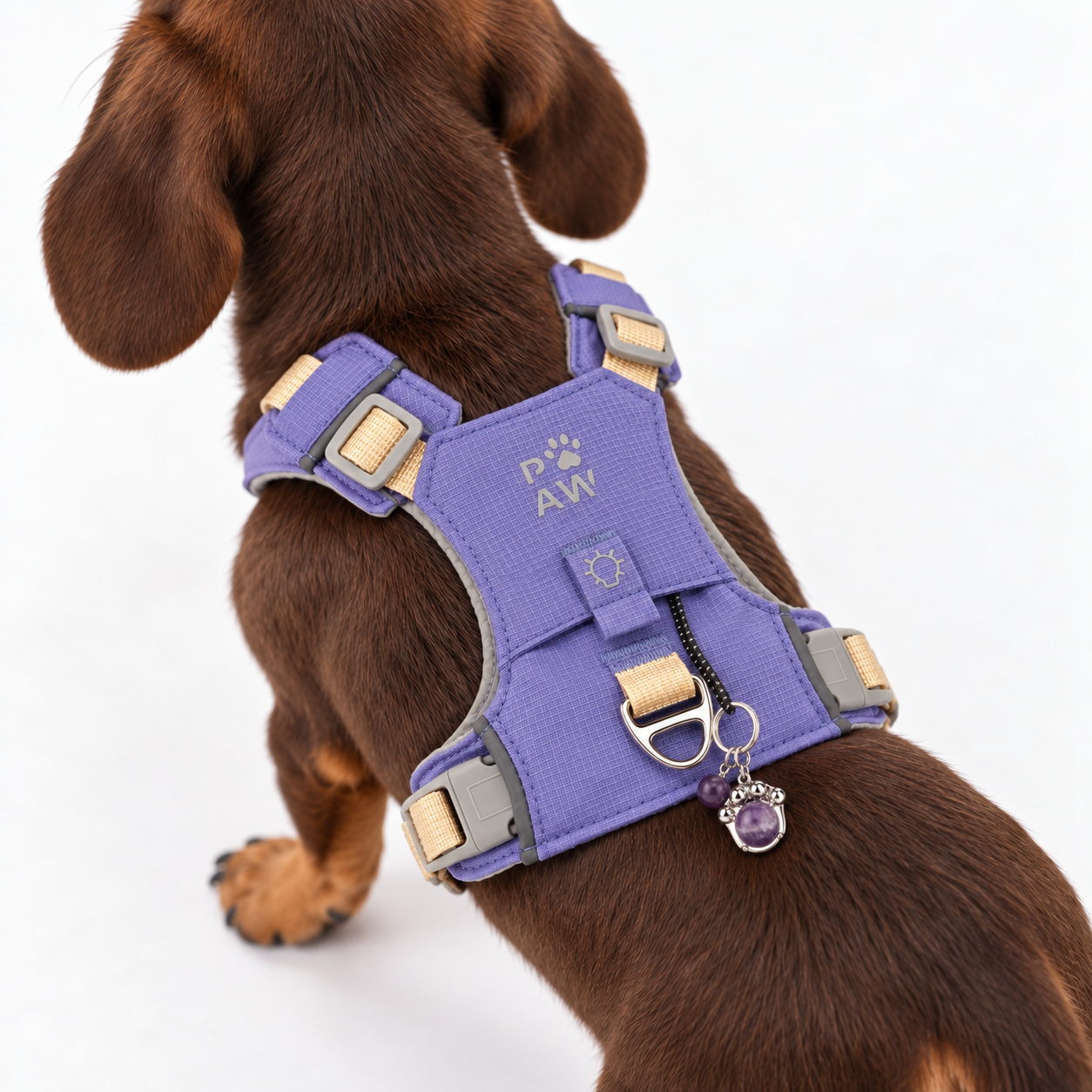 PAW - XS (2-4Kg) Dog Step-in Guardian Harness with Reflective Mesh - Lavender - Amethyst Charm