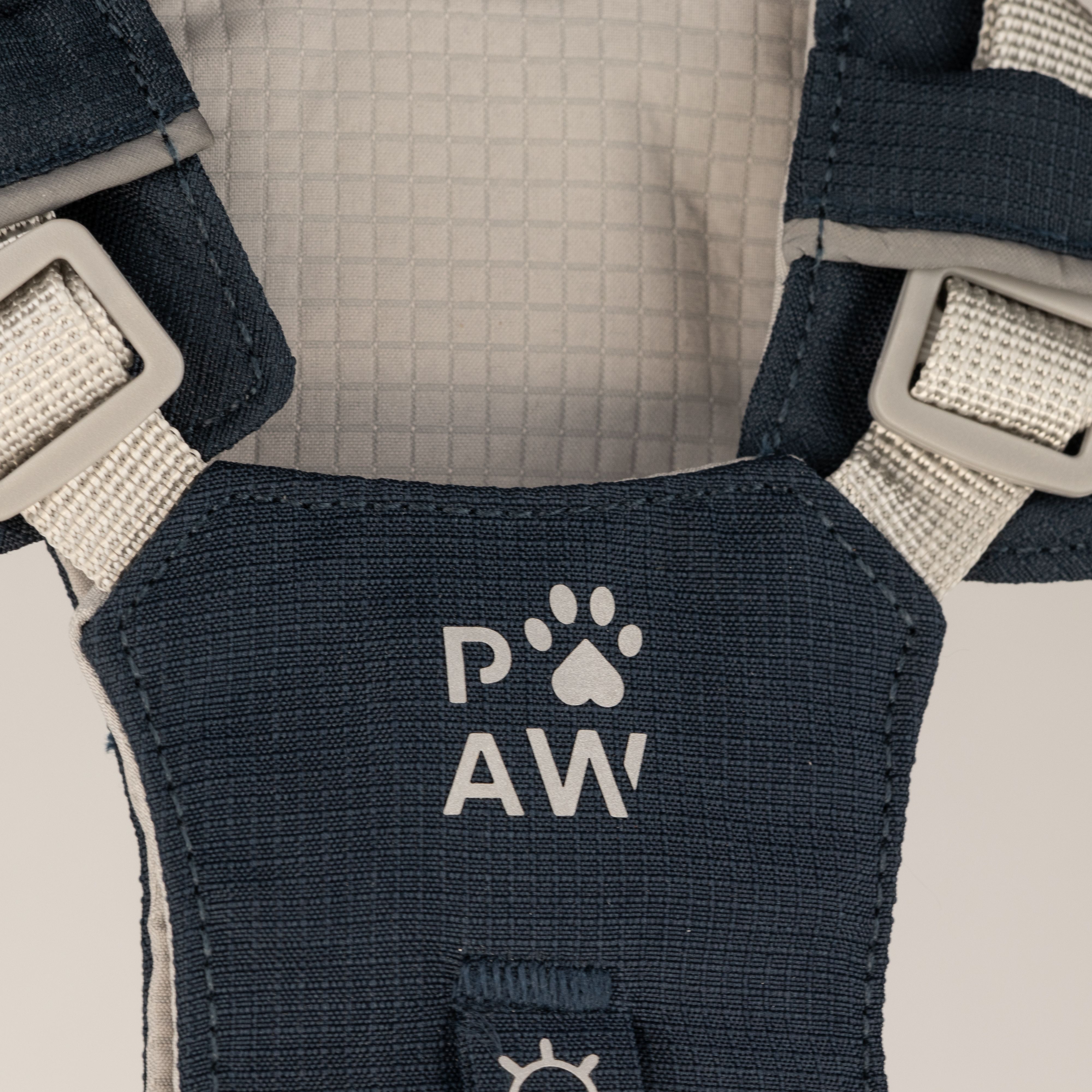 PAW - XS (2-4Kg) Dog Step-in Guardian Harness with Reflective Mesh - Rock Grey - Black Obsidian Charm