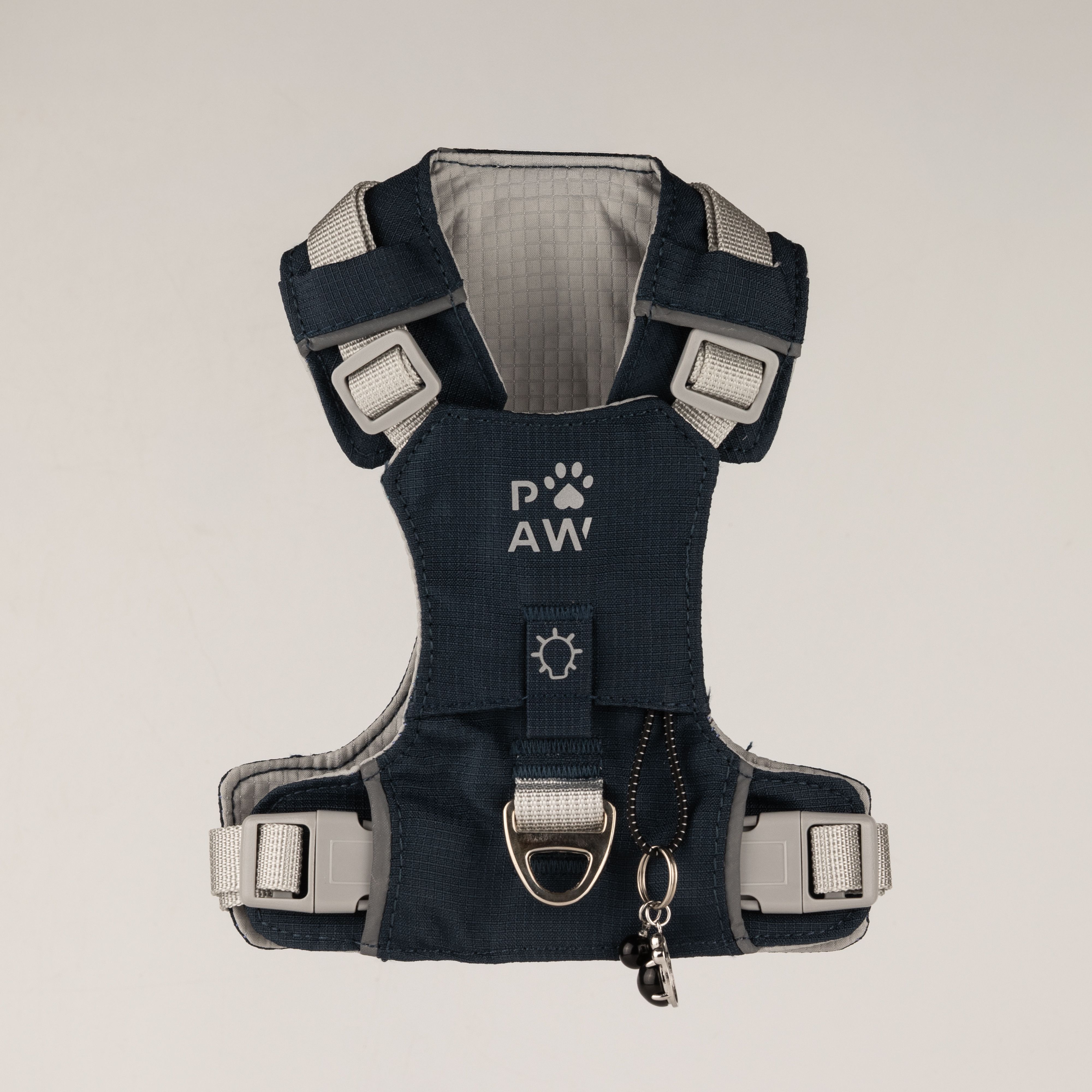 PAW - XS (2-4Kg) Dog Step-in Guardian Harness with Reflective Mesh - Rock Grey - Black Obsidian Charm