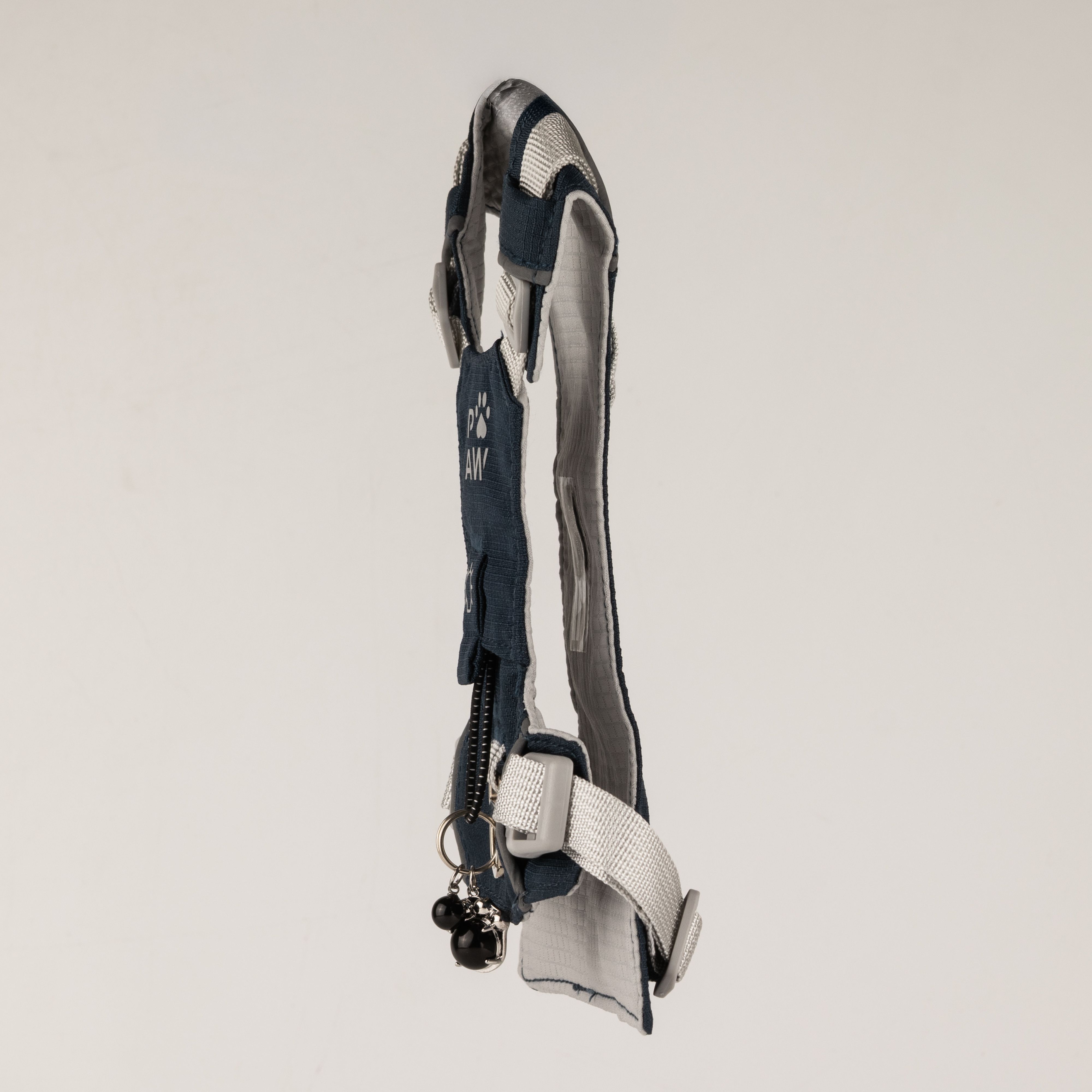 PAW - S (4-8Kg) Dog Step-in Guardian Harness with Reflective Mesh - Rock Grey - Black Obsidian Charm