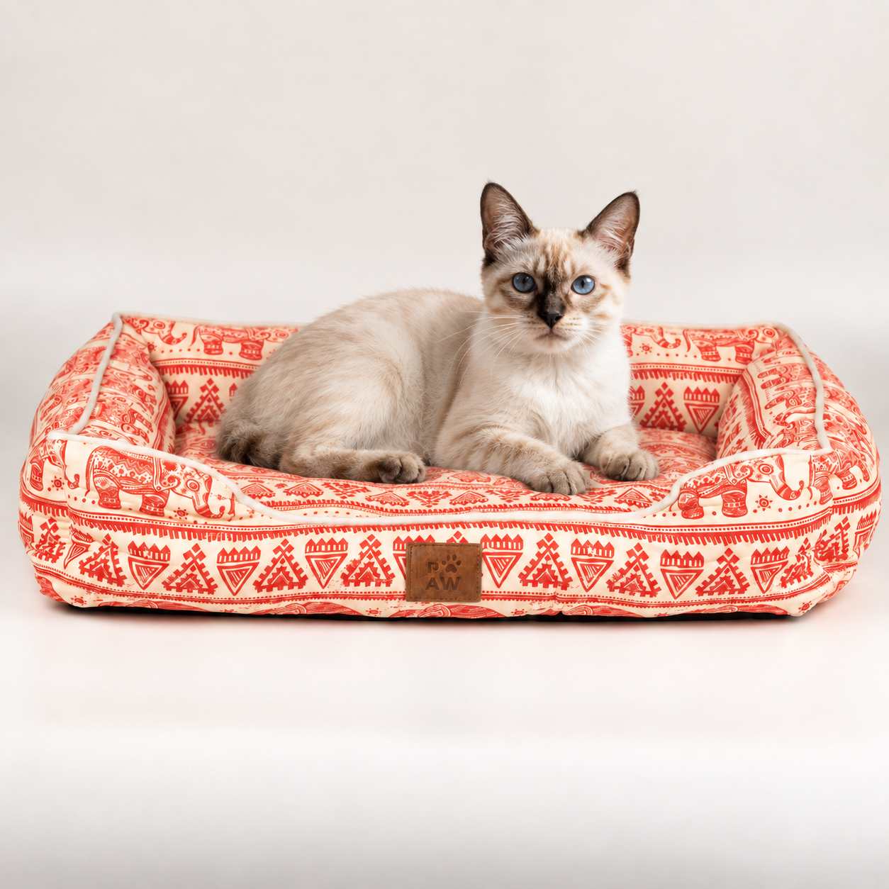 PAW Bed – Lucky Elephant – Red – 60 × 50 × 14cm