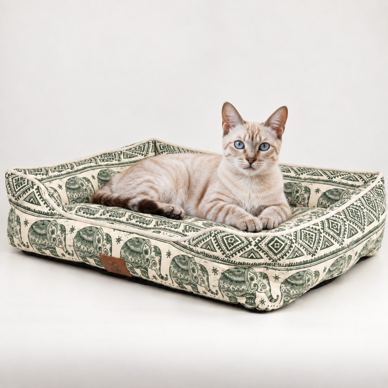 PAW Bed – Lucky Elephant – Green – 60 × 50 × 14cm