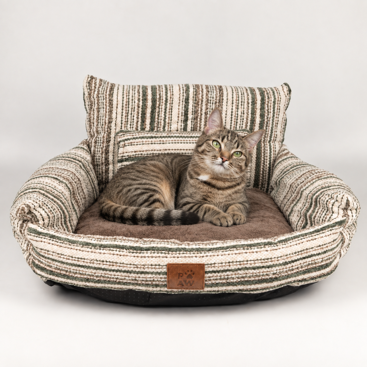 PAW Bed – Small Sofa – Brown Stripes – 50 × 50 × 26cm