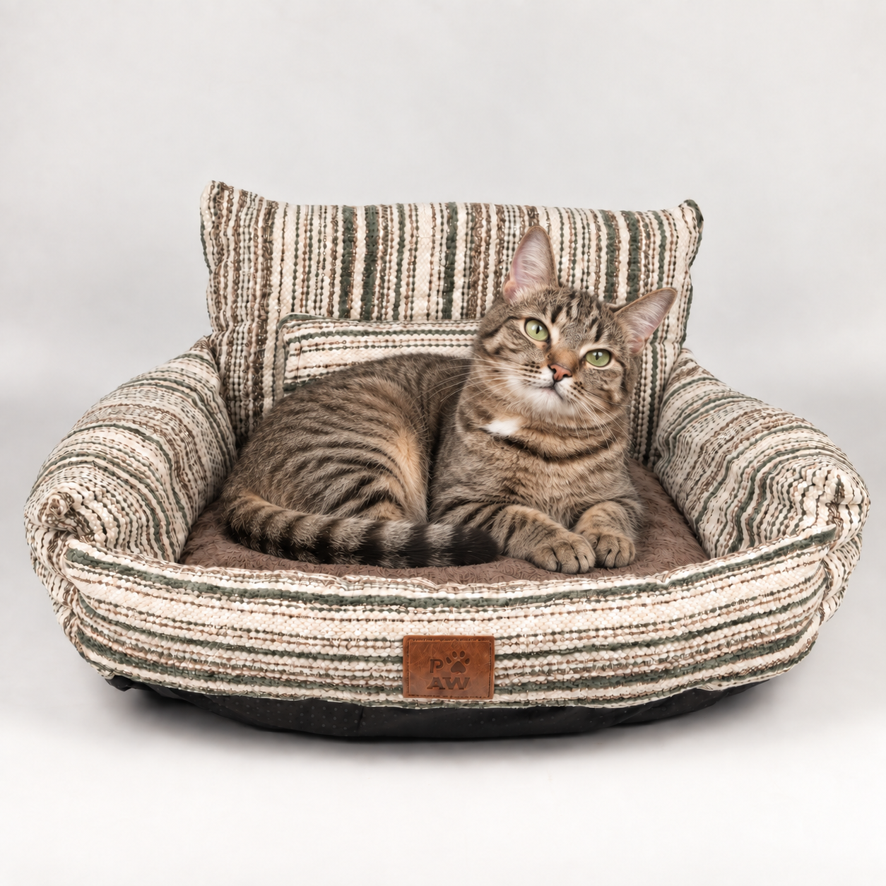 PAW Bed – Small Sofa – Brown Stripes – 50 × 50 × 26cm