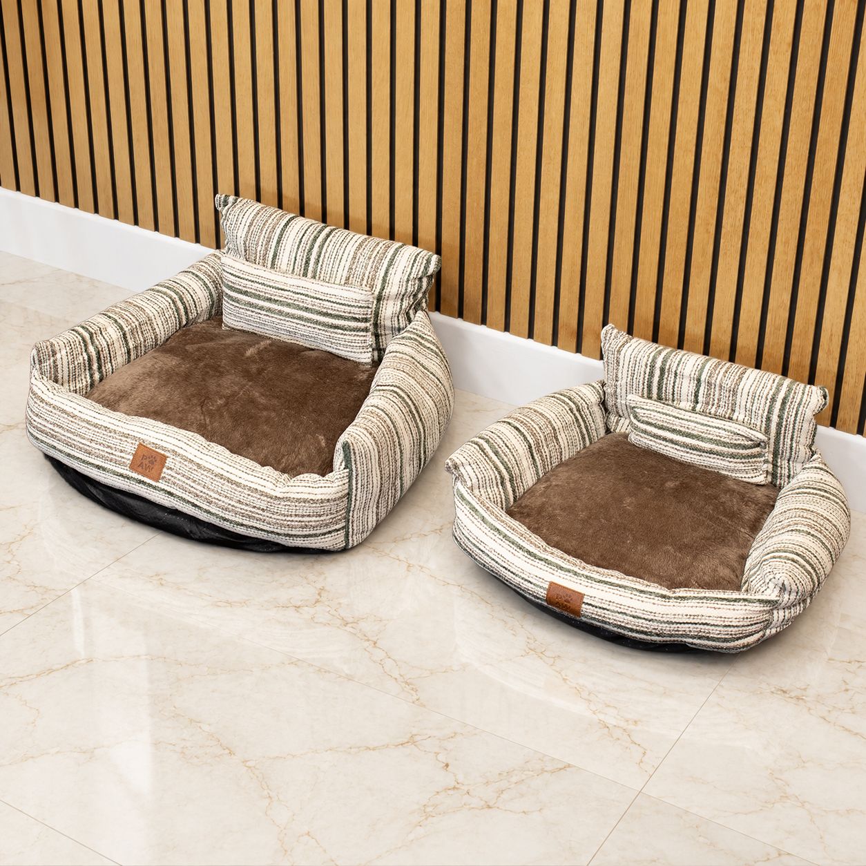 PAW Bed – Small Sofa – Brown Stripes – 50 × 50 × 26cm