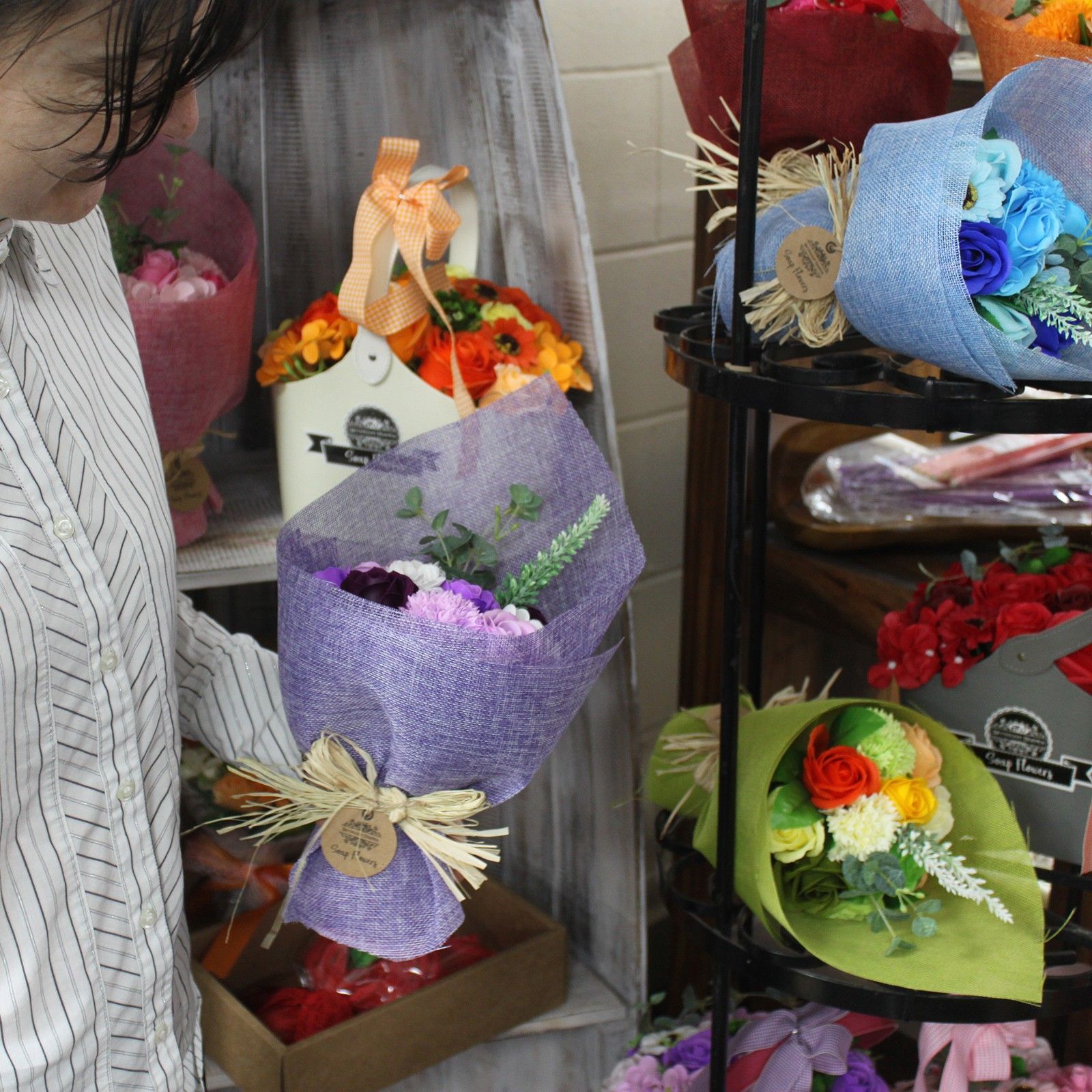 Purple Standing Soap Flower Bouquet - Special