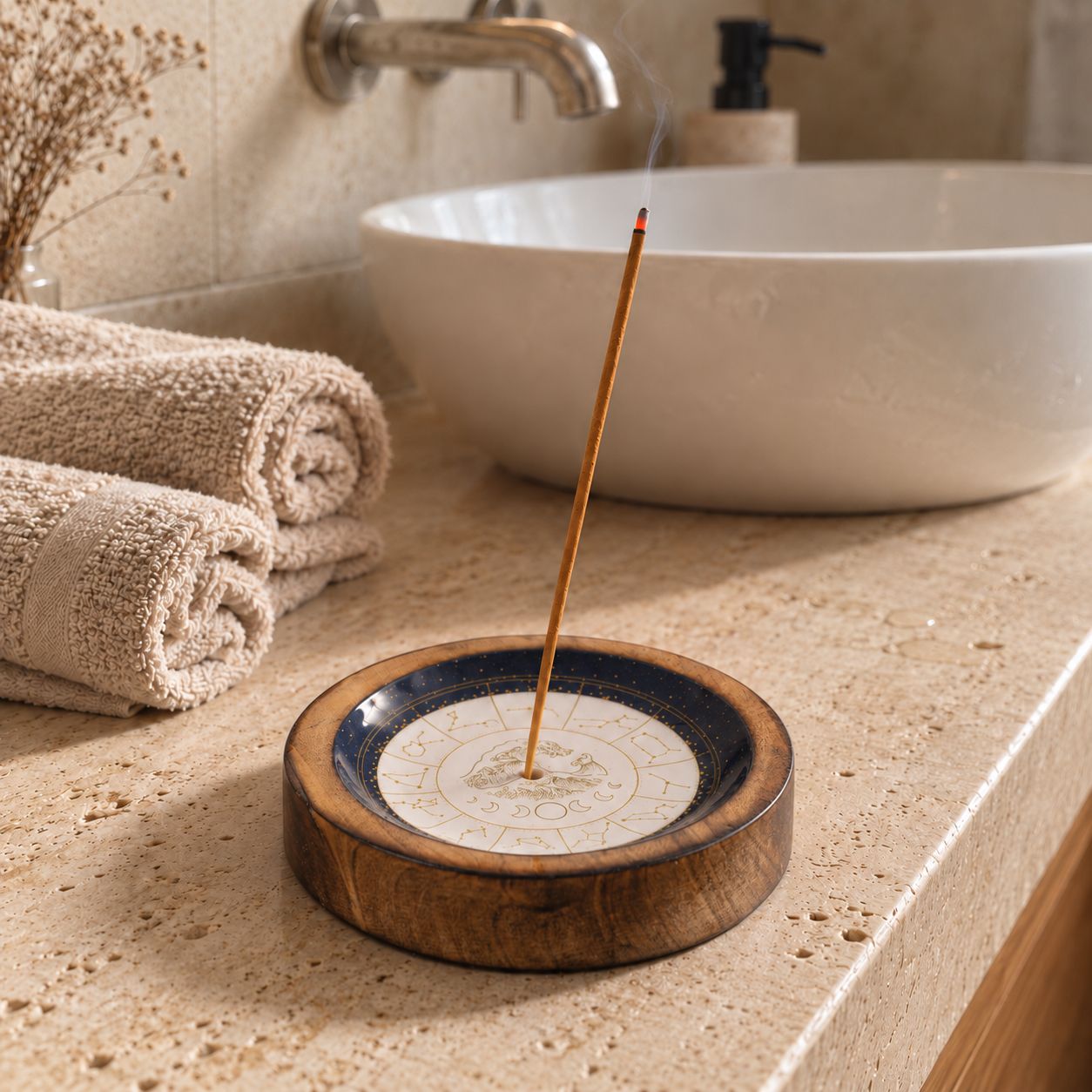 Stars Sign Mini Bowl & Incense Stick Holder - Libra