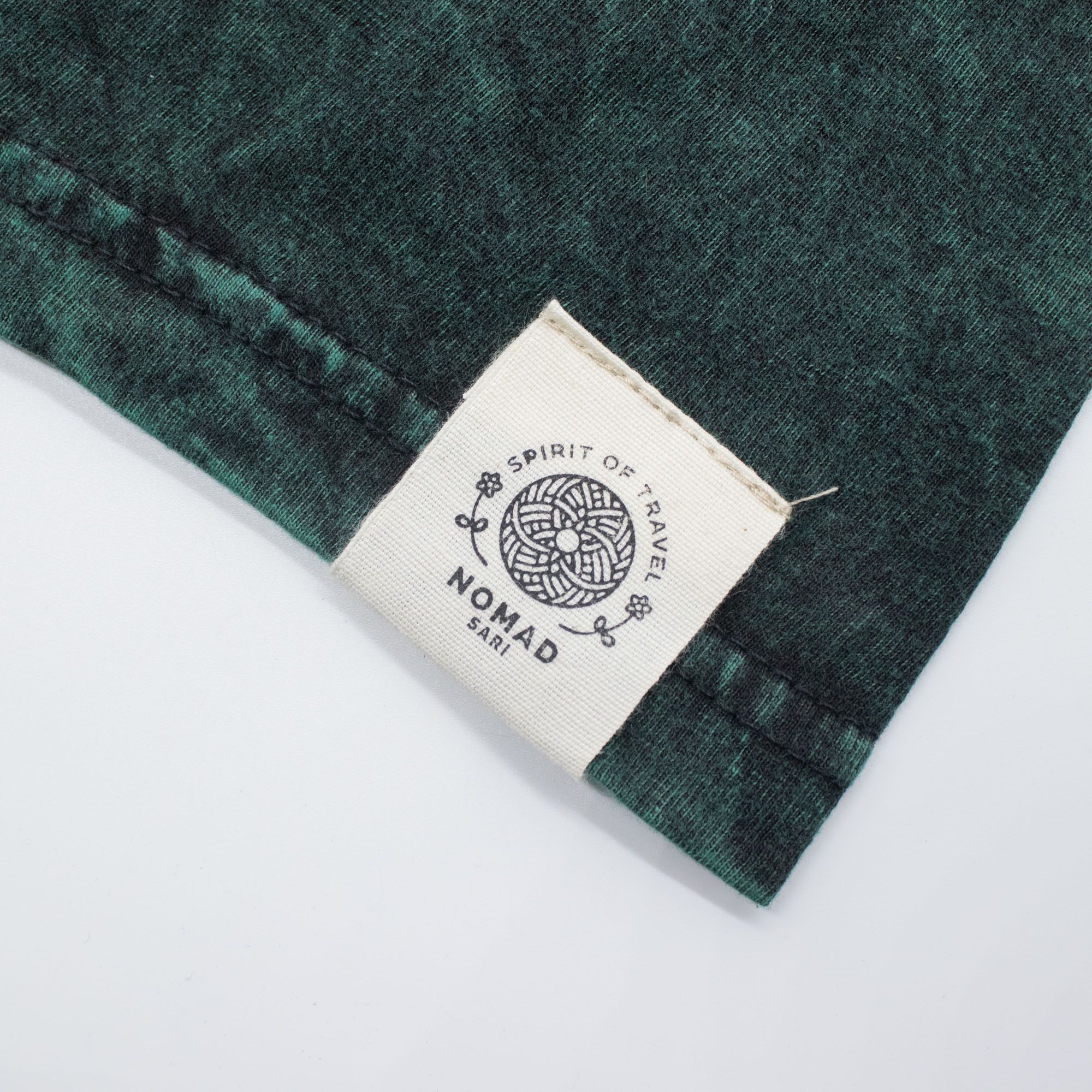 Nomad Sari Stonewashed Cotton T-Shirt - Tree of Life - Green - Large